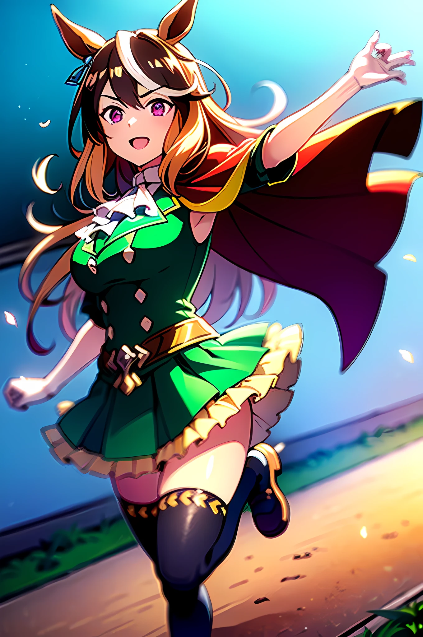 (top-quality:1.3), (masterpiece:1.4),(Anatomically correct), (Full limbs),(complete fingers),(Precise fingertips), (Fine details),(8K),Photorealista,(Super Detail),(90s Anime,9 0 s anime,9 0 s anime style,anime cels,cel shaded anime),(Symbolic Rudolph (Umamusume):1.52), horse ear, animal ear, 独奏, Horse Girl, tailed, Horse's tail, thighs thighs thighs thighs, brown haired, gloves, length hair, O cabelo multicolorido, black thighhighs, white glove, epaulette, Single epaulette, striated hair, Cape, a purple eye, red cape, jewely, ascot, long-sleeve, white hair, Black footwear, 耳Nipple Ring, White Ascot, Single earring, skirt by the, Ezirre, (Green jacket:1.5), frilld, jaket, hair between eye, (Green skirt:1.5), Ruffled skirt, a closed mouth, bangss, buttoning, gold trim, a belt, Green dress, doress, medal, (1人の女性:1.5), Beautiful face, Intense lighting),raw, Dramatic light,
1 girl, ((rage)), Color Theme Red, Dramatic light, Violence Everywhere, Bloody destruction of corpses in the background, Dark and blurry background, (joyous expression:1.4), (Raging Eyes:1.2), ), Mental breakdown, intimidation, Ways to harm, (irate:1.4), revenge, rage, destruction, murder, Maniacal,magician, spell magic, Magic Circle, ((magic in hand)),(using light magic:1.4),water magic, imaginative overlays, artistic fusion,fantastical scenes, evocative narratives, striking visuals,((Depth of field and blur)), ((watercolor paiting)), Large breasts, Bare shoulders, Flowers and petals, Conceptual diagram of Bevera , (White background:0.5), (Illustration :1.1), (Very thin and beautiful: 1.1), (perfect detail: 1.1) Doodle style background, liberta, souls, Digital Illustration, Perfect Anatomy, Centered, Approaching perfection, Dynamic, Highly detailed, Watercolor painting, art stations, Concept art, Smooth, Sharp Focus, Illustration,(Fighting Pose:1.25),((Magical Dark Forest :1.2)),at the sunset, a moon, ((Strong dark shadows recommended for the scene:1.2)), Golden flowers ,((glowing butterflies )), Beautiful magic style, Golden Water Reflection,Fierce, concept-art, Digital Painting,Step onto the ground ready to fly to the top of an ancient Chinese temple ready to fight, Tall ancient Chinese temples, Night, nigh sky, (Cracked ground:1.2), Step into the ground, Monkey walking on the ground, Snow and clouds on the horizon, Flying,((yawns))、dance,(Artistic jumps:1.25),break dance,Strenuous movements,Stacked cargo container,Cracked concrete walls,Road exhaust,Countless white steam is coming out,The road surface is wet,Damaged buildings,Broken brick building,Fluttering hair,Beautuful Women,17 age,Bright smile,profetional lighting,Gray Light Lighting,Low angle from below,Blowing steam into the landscape,Fog in the landscape、Foggy、(Smooth limb movement,Palms,Smooth finger position),mont,rose garden,Colorful flowers,soft sunlight,Dancing butterflies,painting-like,Ethereal Atmosphere,Vibrant colors,(myst:0.9),(falls:0.8),(The cherry tree:1.3),(Cinematic compositions:1.3),(dream magical:1.3),hoang lap,blue flames,plasma,Particle effect,Crystal clear texture,Vibrant colors,(Skysky),spaces,starrysky,Skysky,intergalactic,depth of fields,light,Real Lights and Shadows,diffuse reflection,Dreamy and whimsical,Peaceful and charming,Colorful,painting coming to life,Totally captivating and charming,Simply breathtaking,