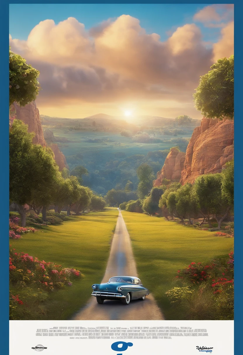 filme Oppenheimer 2023 estilo filmes Pixar, Com nome "Way To Connect", poster, with credits