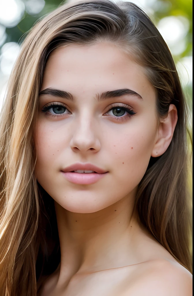 Nudist, ultra-photolistic, (masterpiece), realistic, (supreme attractive stunning age girl in her 20s ), beautiful face, sun exposure, cinematic light, beautiful woman, beautiful eyes, beige middle hair, perfect anatomy, straight expression, princess eyes, (full head frame), realistic perfect teeth, full-image, style, bioluminescent, 8 life size, 8k resolution, human hand, ultra complete, elegant, near perfection, dynamic, very detailed, character sheet, concept art, smooth, symmetrical and balanced, look directly towards the viewer, incredibly beautiful, detailed hairstyle,
