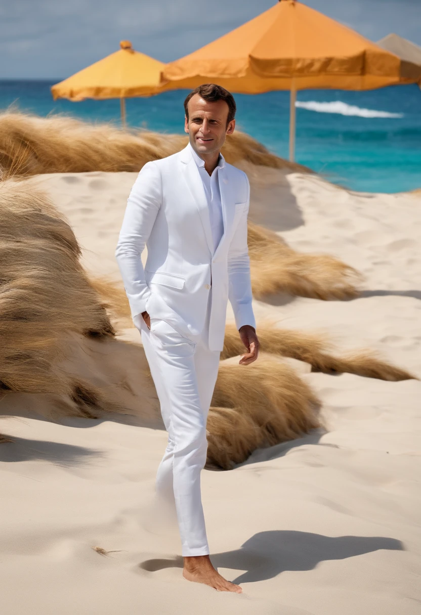 Emmanuel Macron at the beach