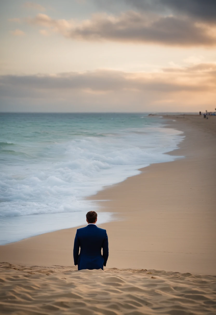 Emmanuel Macron at the beach