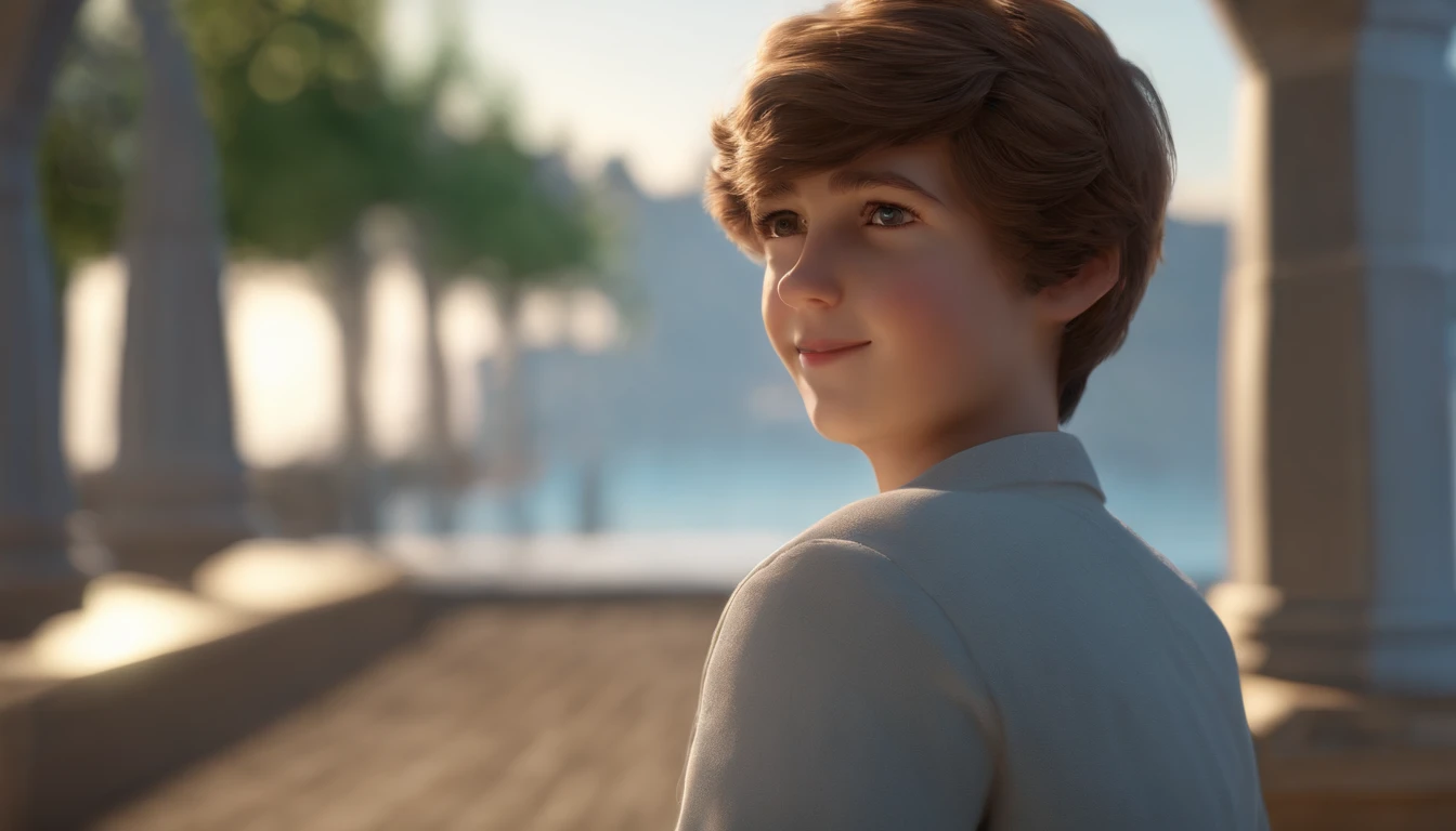 (8k, highest quality, masterpiece: 1.2), ultra detail, highest quality, ultra high resolution, professional lighting, photon mapping, radiosity, physically based rendering, cinematic lighting, depth of field, focusing, sun rays, good composition, (bokeh: 1.2), 1 boy, (full body), -yeandsome boy, smile, beautiful eyes, pose, constriction, brown hair, short hair, prairie t-short light blue, park, hand {fingers} Kawaii {finger} hand, photorealistic