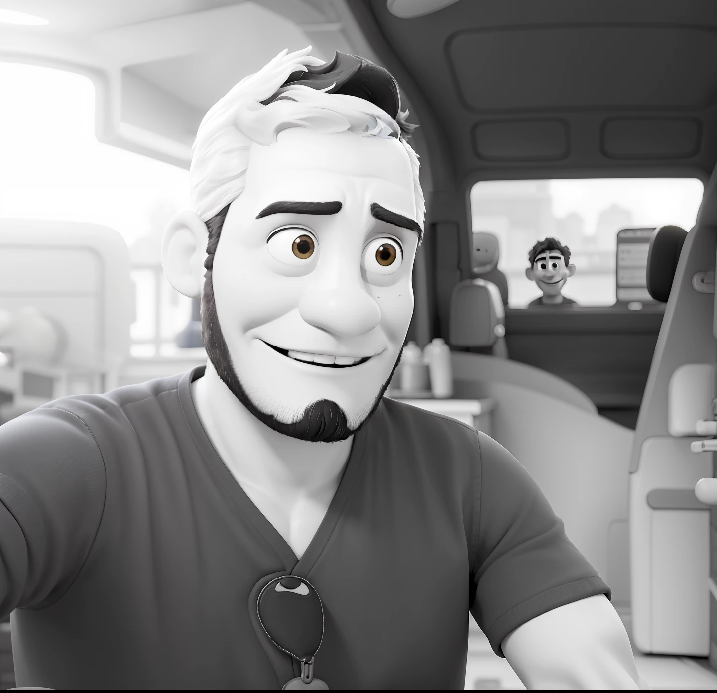 criar homem de 35 anos com barba baseado na foto estilo Disney pixar