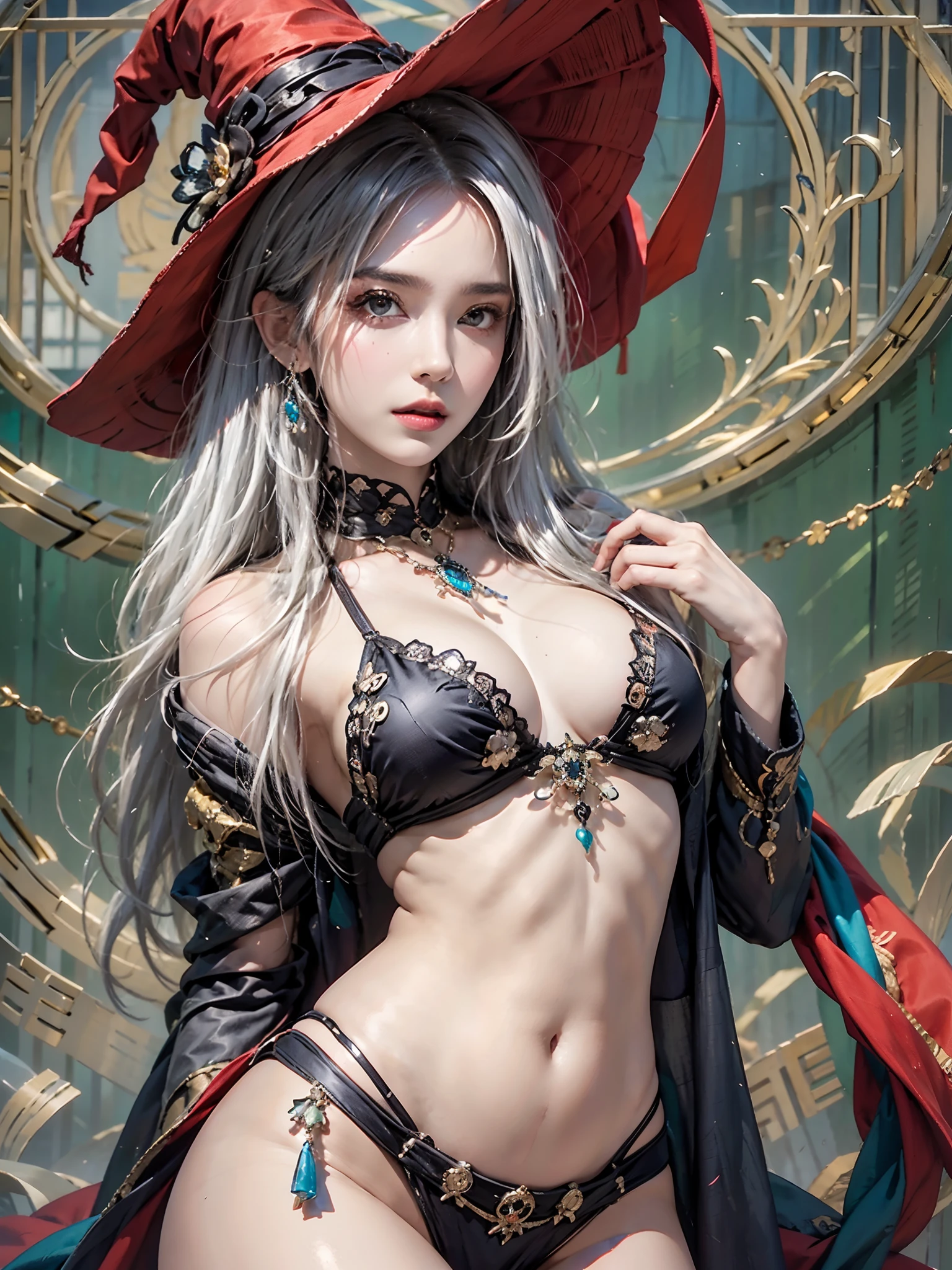 fotorrealista, high resolution, luzes suaves, 1Mulheres, sozinho, hips up, olhos azuis, Witch's Robe, vestido longo