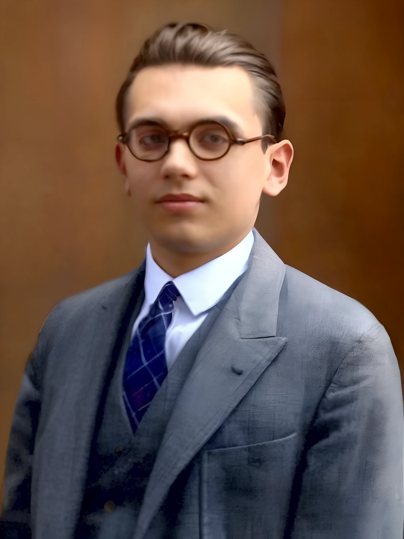 RAW photo, man in a suit and tie posing for a picture, young man with glasses