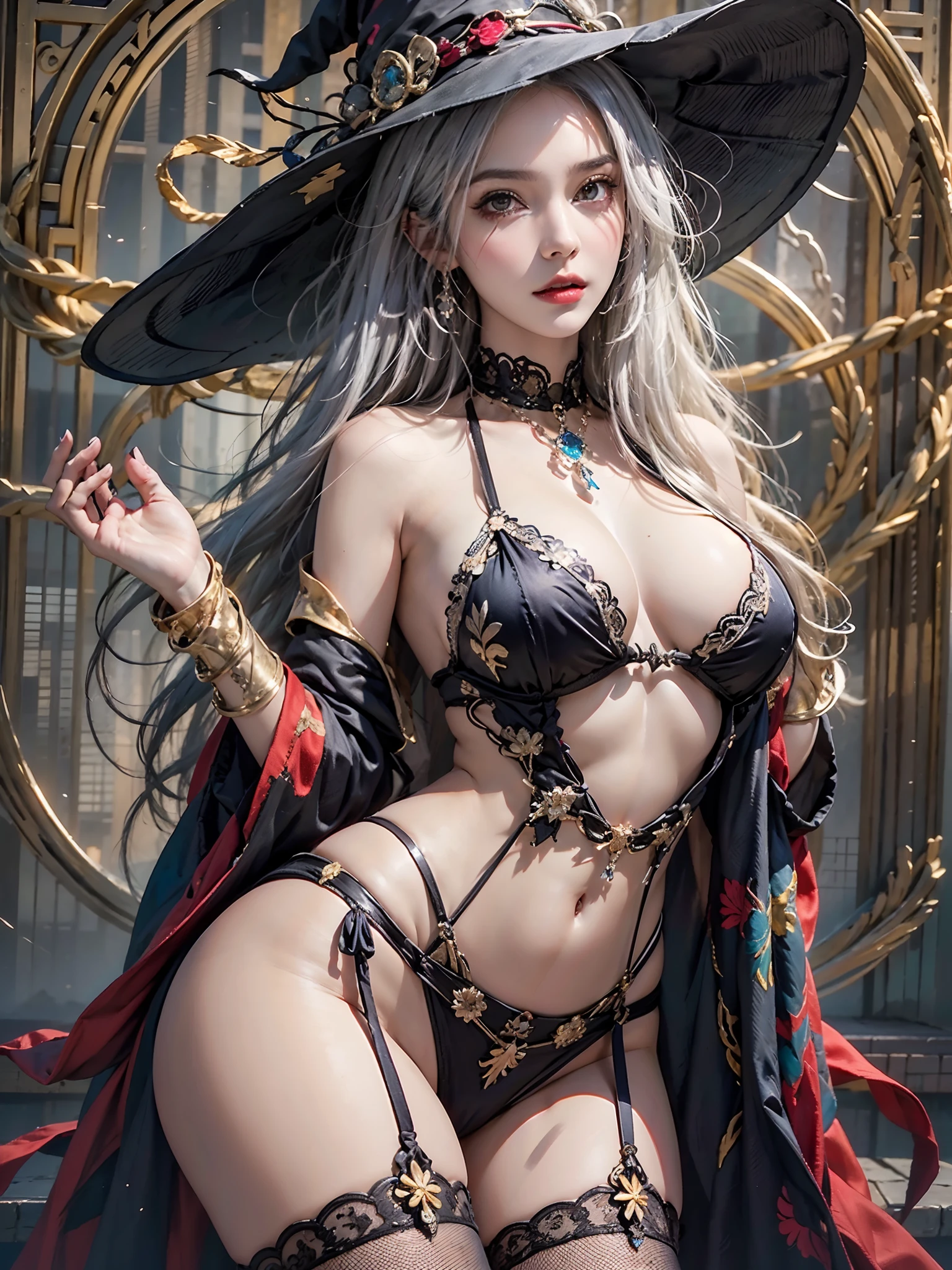 fotorrealista, high resolution, luzes suaves, 1Mulheres, sozinho, hips up, olhos azuis, Witch's Robe, vestido longo
