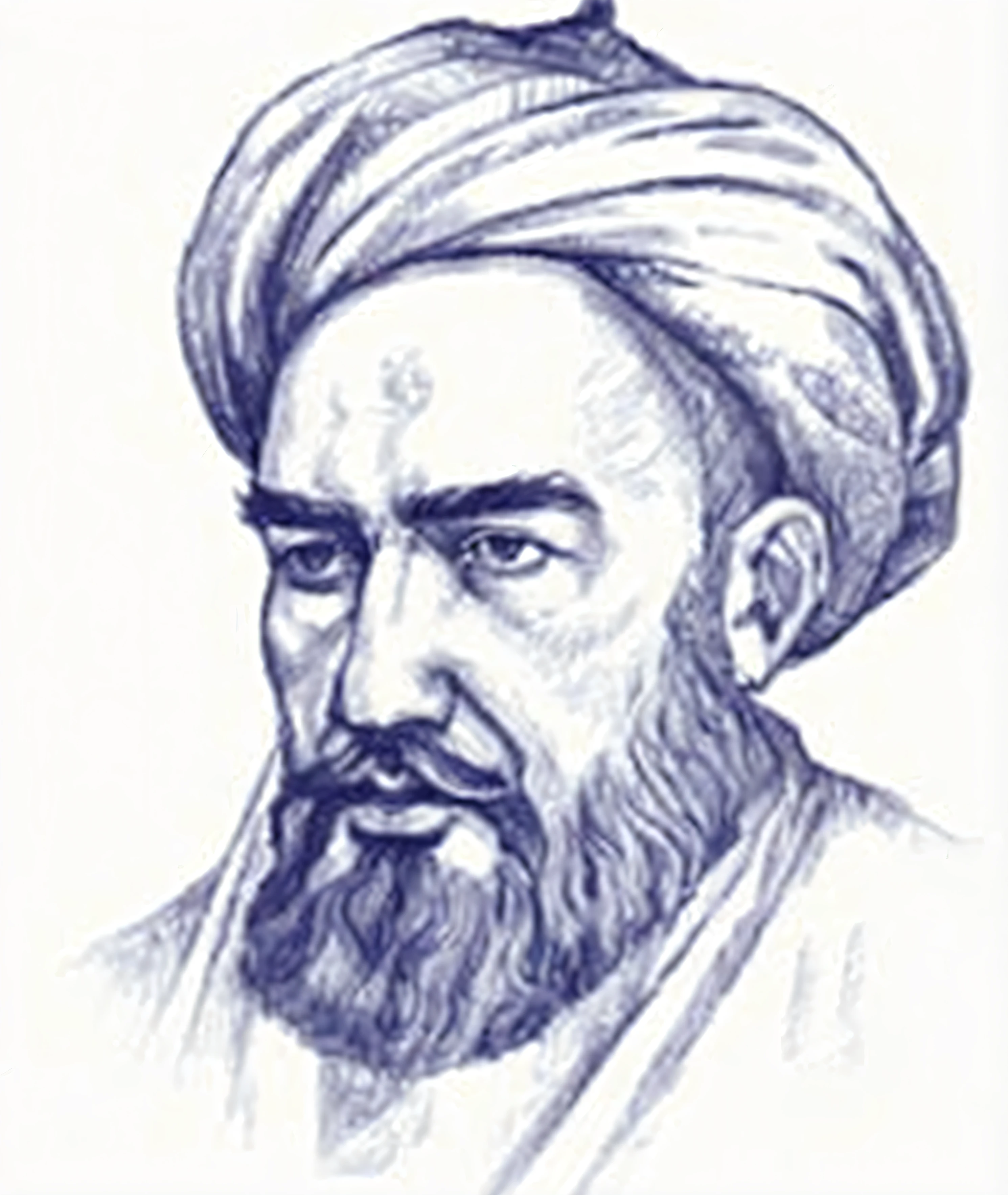 a drawing of a man with a turban and beard, inspired by Kamāl ud-Dīn Behzād, by Kamāl ud-Dīn Behzād, sayem reza, shabab alizadeh, khomeini, inspired by Sohrab Sepehri, mahmud barzanji, islamic revolution