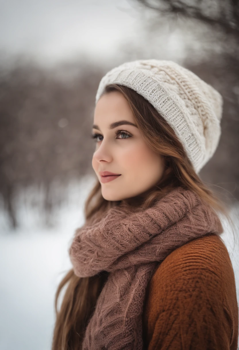 Winters,Snowy landscape,Beautiful teenage girl,bustshot、lacepantyhose,short-cut、random color,Long sweater,scarf,depth of fields,Real Light,Ray traching,OC Renderer,UE5 Renderer,Hyper-realistic,best qualtiy,8K,Works of masters,super-fine,Detailed pubic hair,Correct anatomy