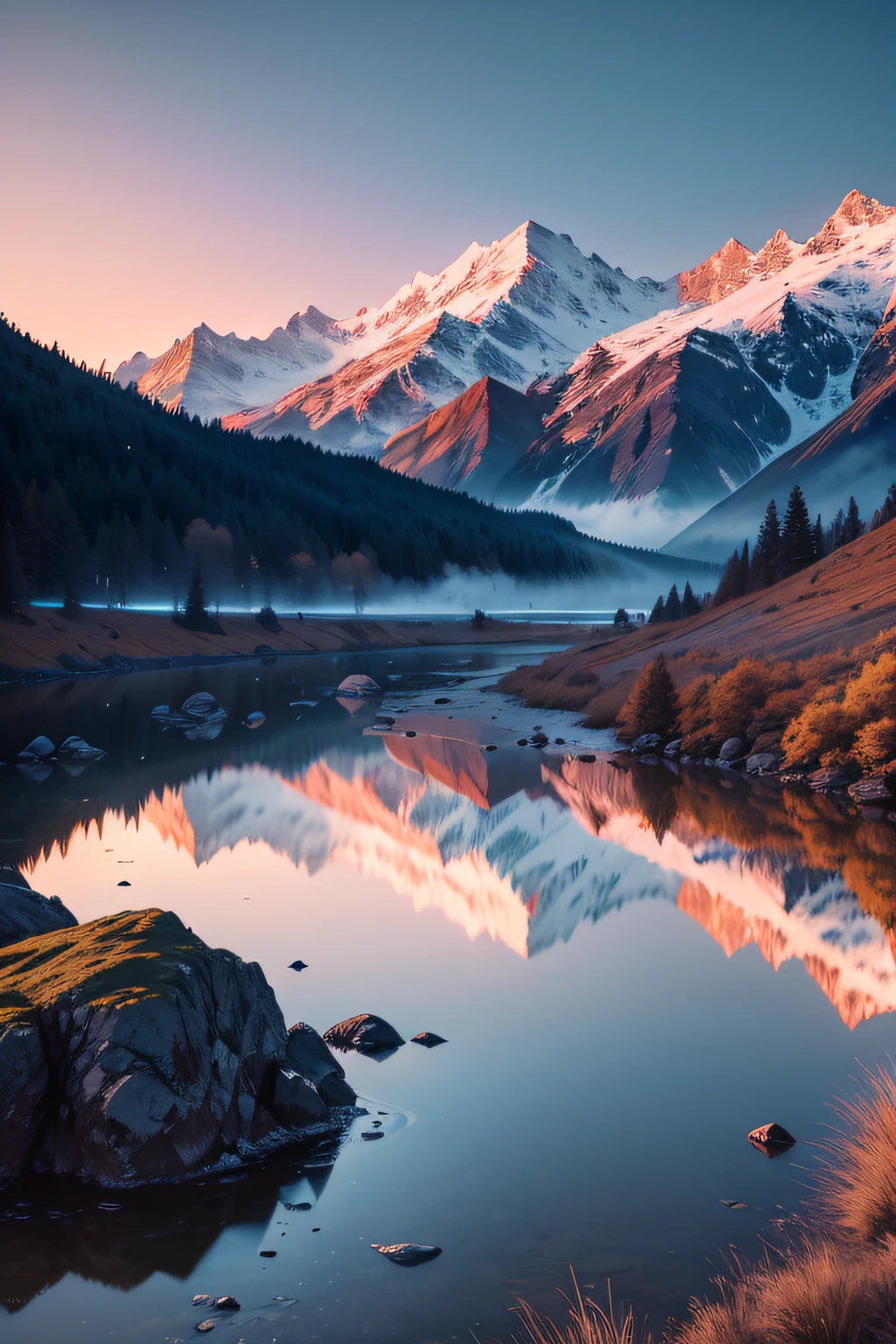 the night,extreme light,mountain ranges,4K Ultra HD, 超高分辨率, (Photorealistic: 1.4), Best quality,Masterpiece,(pastel colour:1.2)