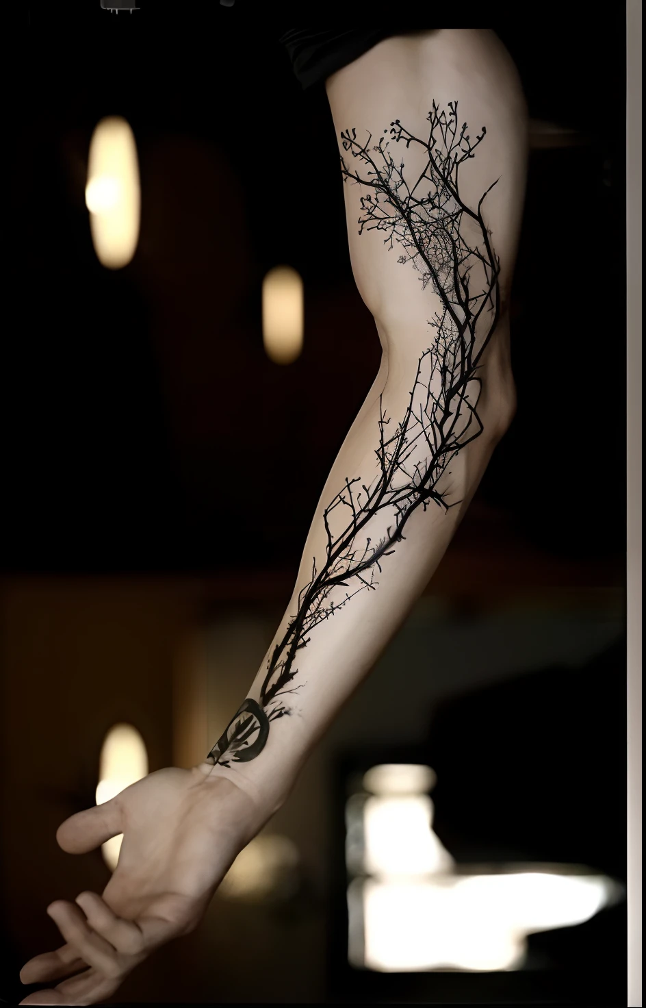 Tattoo with lightning bolts combined with thorns