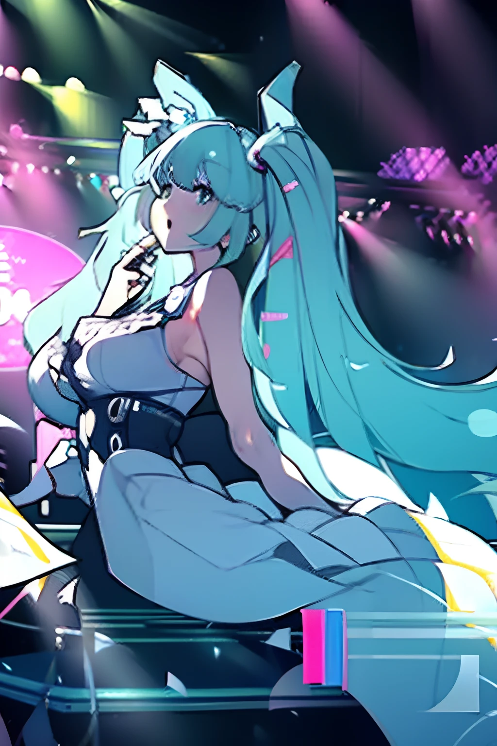 Big breasts Hatsune Miku，be on stage，Happy singing