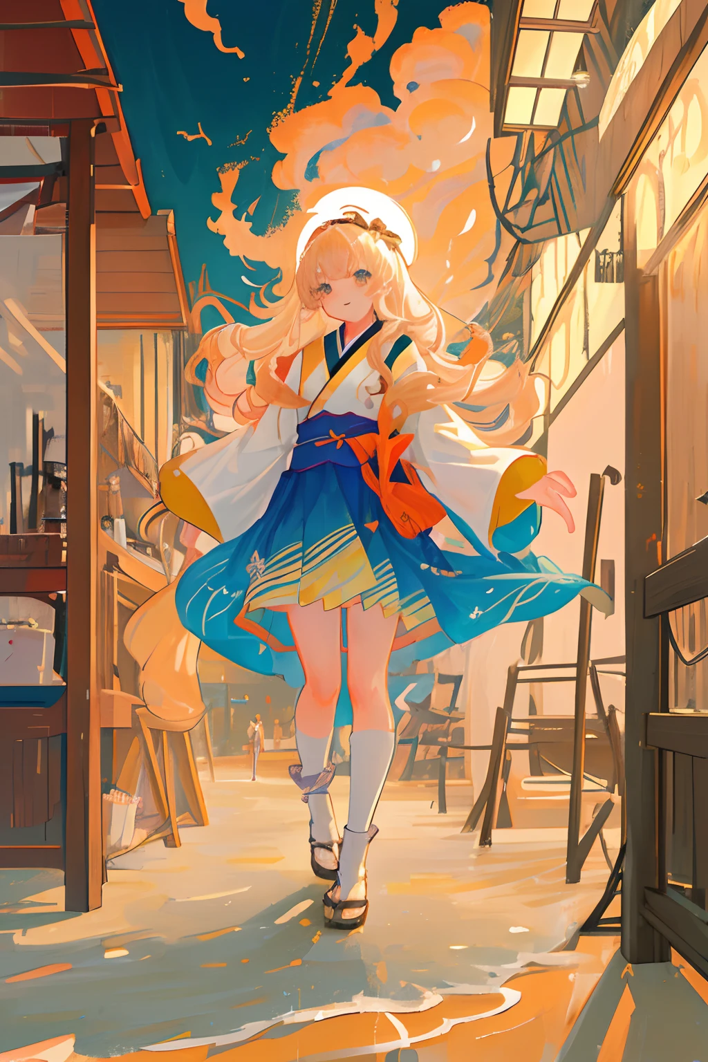 (highly detailed CG unit 8k wallpaper), Photos Complete photos of the most beautiful artworks of Japan seaside villages, Perfect waves breaking into the sand, Slightly cloudy at dusk, nostalgia, Magnificent professional oil painting by Ed Blinky, Atey...