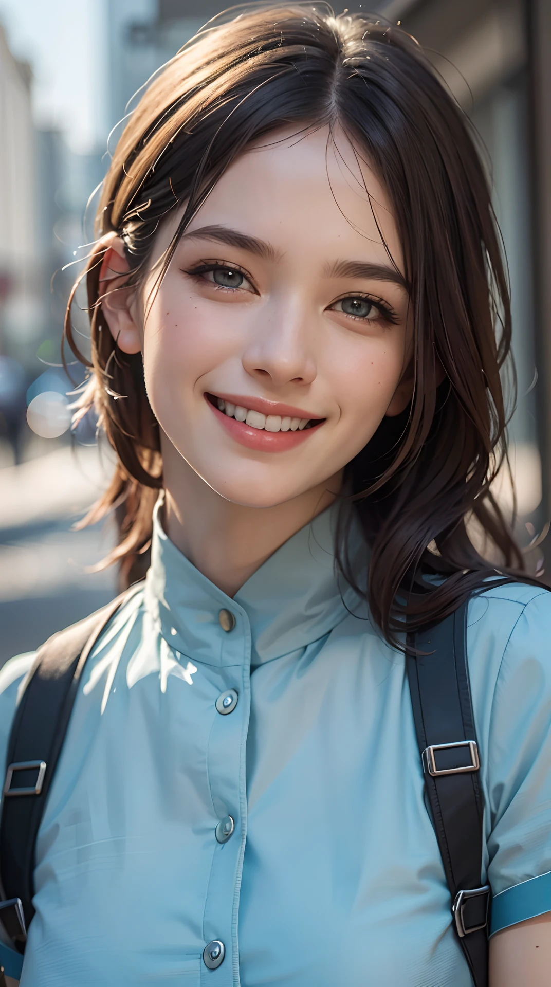 (best quality, 4k, 8k, high-res, masterpiece:1.2), ultra-detailed, (realistic, photorealistic, photo-realistic:1.37), (beautiful detailed eyes, beautiful detailed lips, extremely detailed eyes and face:1.2), studio lighting, physically-based rendering, vivid colors, (big tits, super big tits, super extra big tits), ((waist, thigh)), (polo shirt), (soft lighting:0.8), (portrait, smile and laugh), (park),