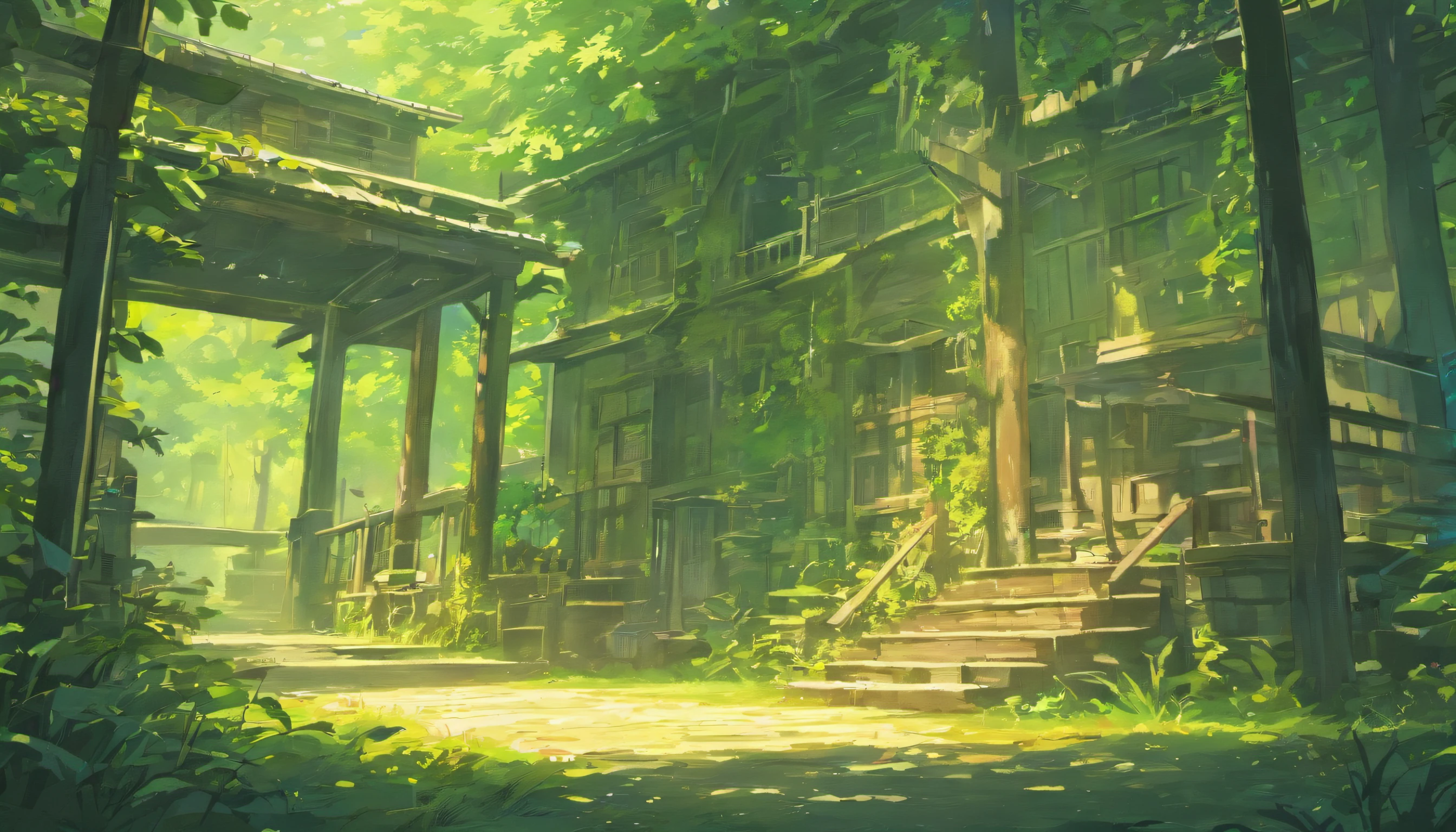 A small town surrounded by dense forests, There is an old abandoned house