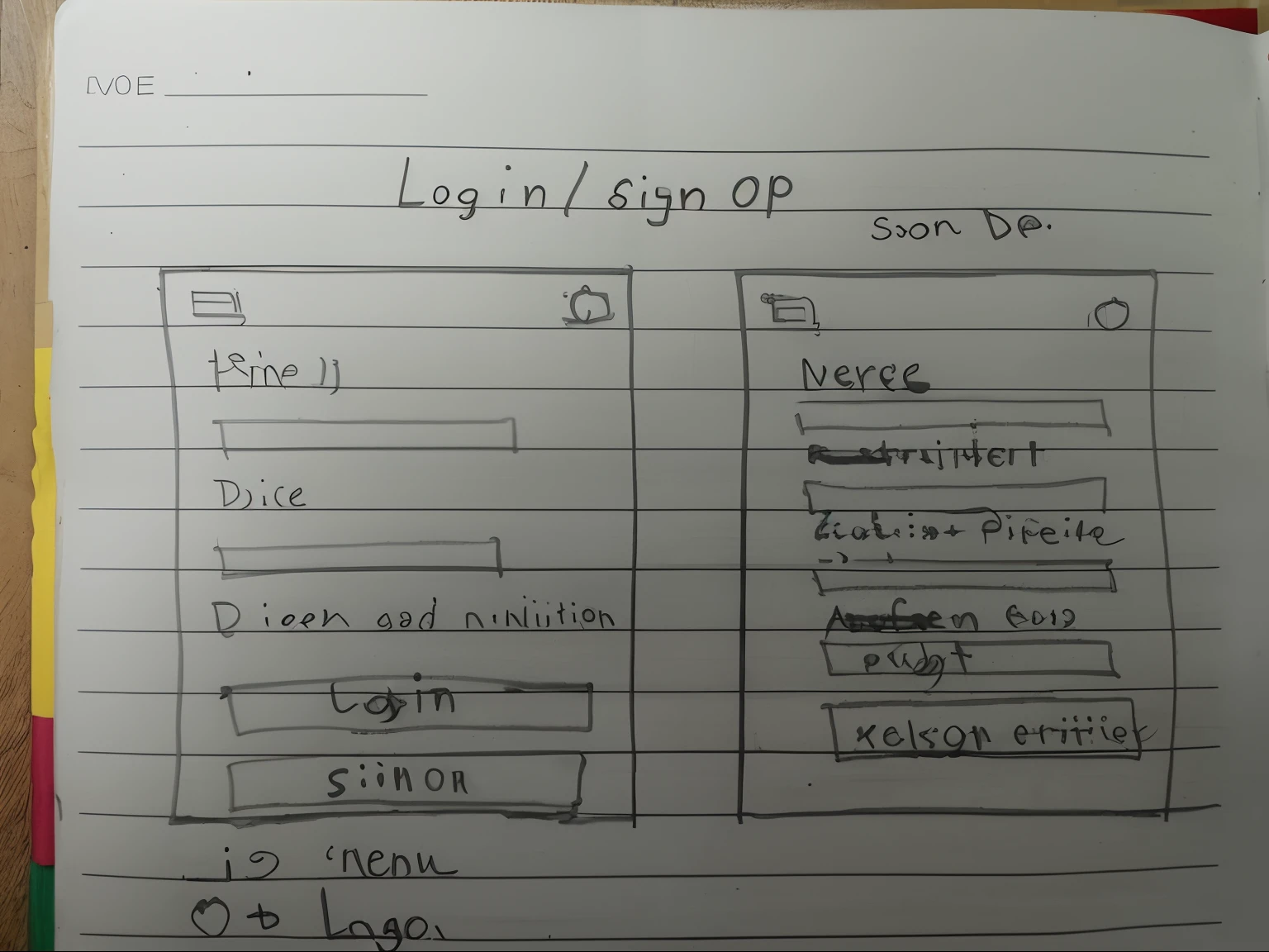create log in page for student application