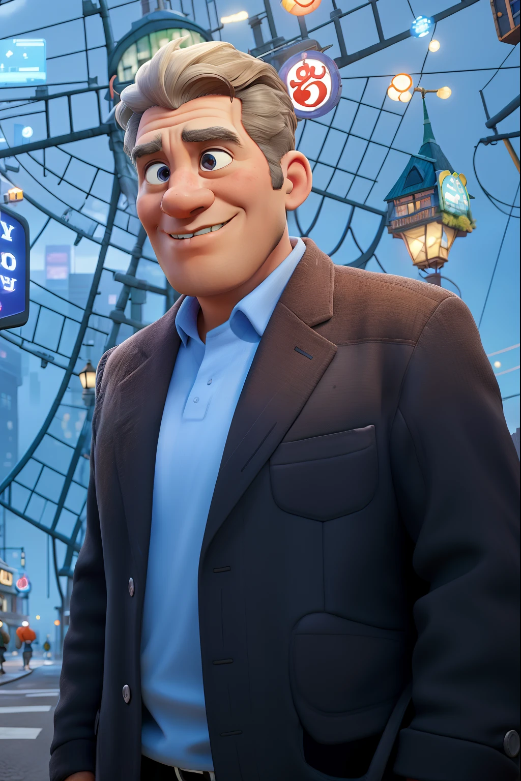 Masterpiece, best quality, high quality, very detailed, houses, buildings on both sides of the road, perspective, high and low, HAPPY BIRTHday, men, balons, cartoon architecture, illustration style, game style, perspective drawing. City background, Disney concept art, futurism, mobile game, game interface, game UI