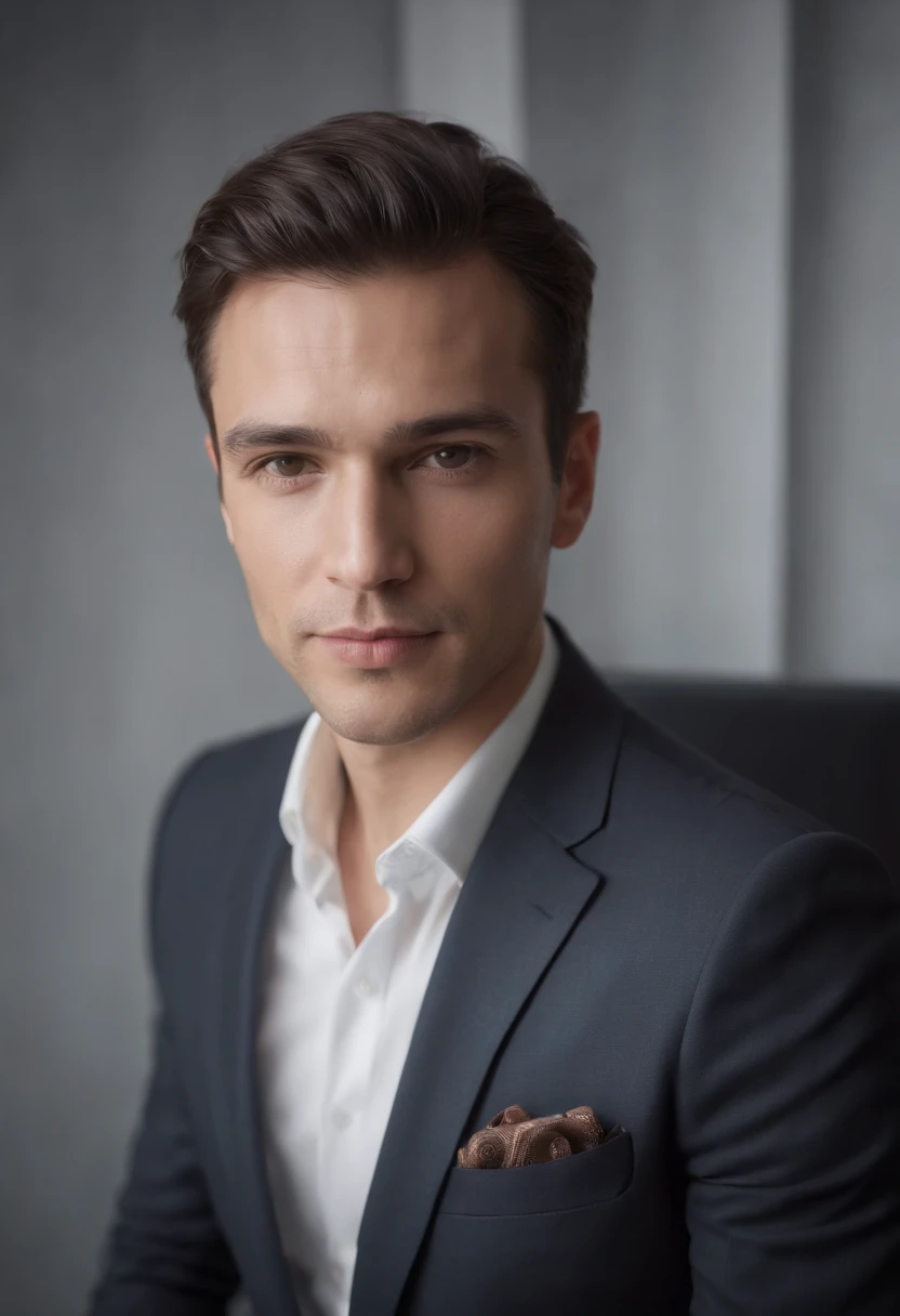 Portrait of a man in a suit, Elegant and charismatic, Has a stage backdrop, Digital SLR, monochrome, S1000 series, C3