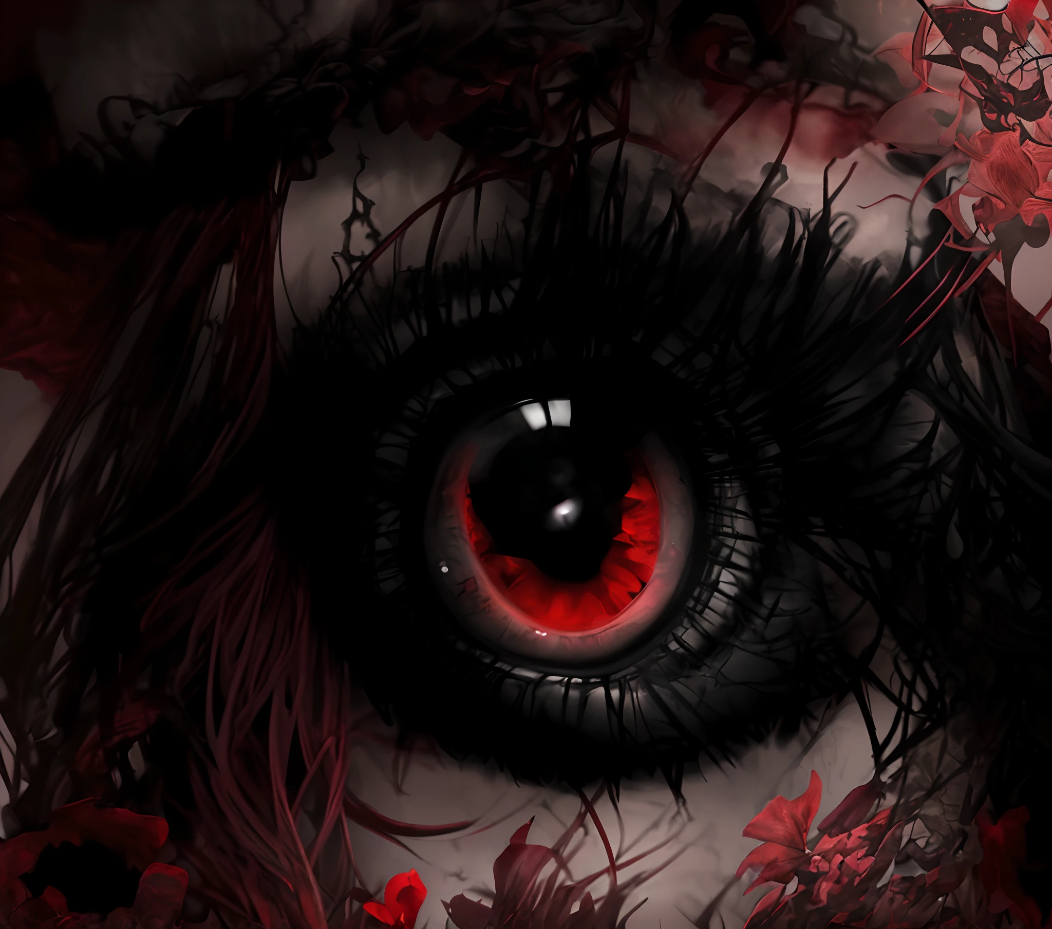 a close up of a woman with blood on her face, with red glowing eyes, with glowing red eyes, vampire girl, fantasy horror art, gothic fantasy art, with red eyes, dark fantasy horror art, horror fantasy art, gothic maiden anime girl, beautiful vampire queen, red glowing eyes, with a red eyes, artwork in the style of guweiz