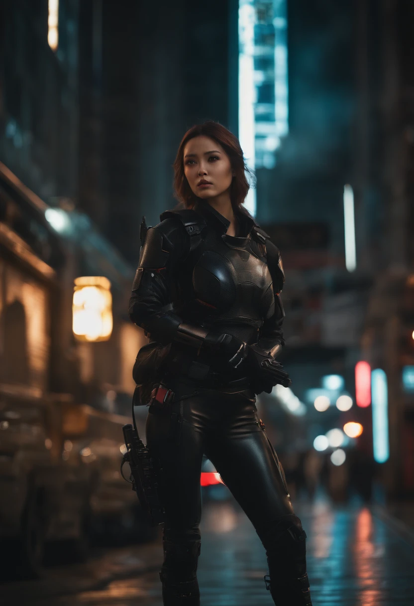japanes,(top-quality、8K、32K、masterpiece、nffsw:1.3)、(The ultra -The high-definition)、(Photorealsitic:1.4)、Raw photography,Perfect eyes,Charming perfect figure,actionpose:1.2,Detailed cyberpunk fashion、World of Cyberpunk,depth of fields,blurry backround,、