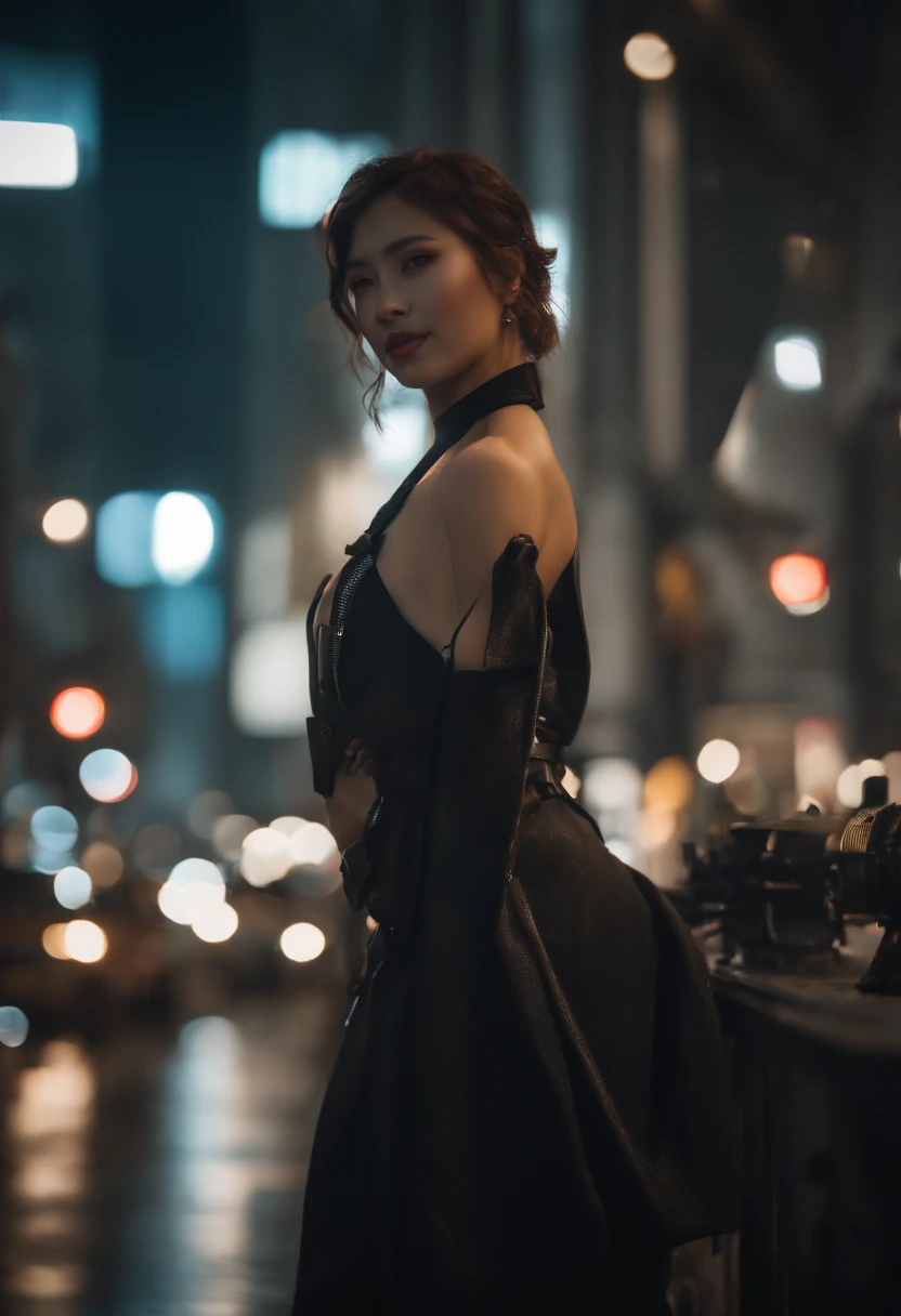 japanes,(top-quality、8K、32K、​masterpiece、nffsw:1.3)、(The ultra -The high-definition)、(Photorealsitic:1.4)、Raw photography,Perfect eyes,Charming perfect figure,actionpose:1.2,Detailed cyberpunk fashion、World of Cyberpunk,depth of fields,blurry backround,、