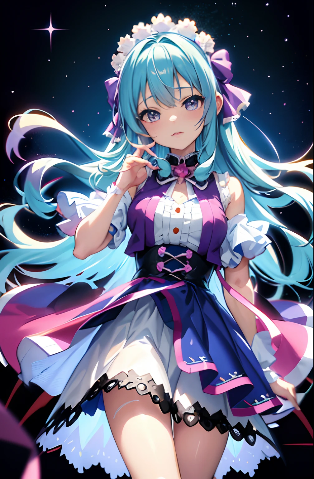 Anime girl in blue and purple dress and white dress, Cute anime waifu in a nice dress, anime moe art style, nightcore, splash art anime loli, high detailed official artwork, loli in dress, anime style 4 k, Detailed Digital Anime Art, anime art wallpaper 4k, anime art wallpaper 4k, Detailed key anime art
