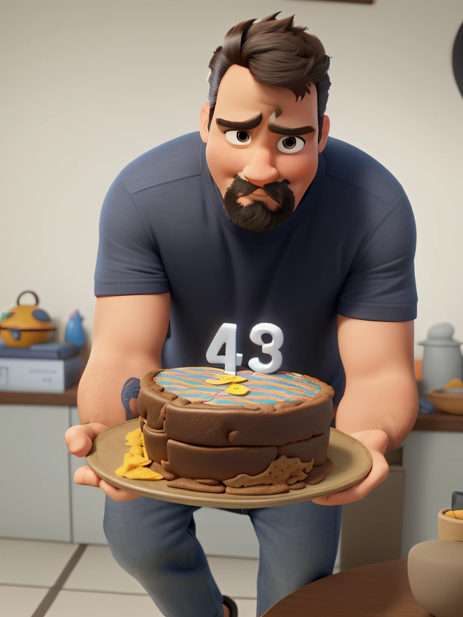 um homem de 43 anos no estilo disney pixar , alta qualidade, melhor qualidade