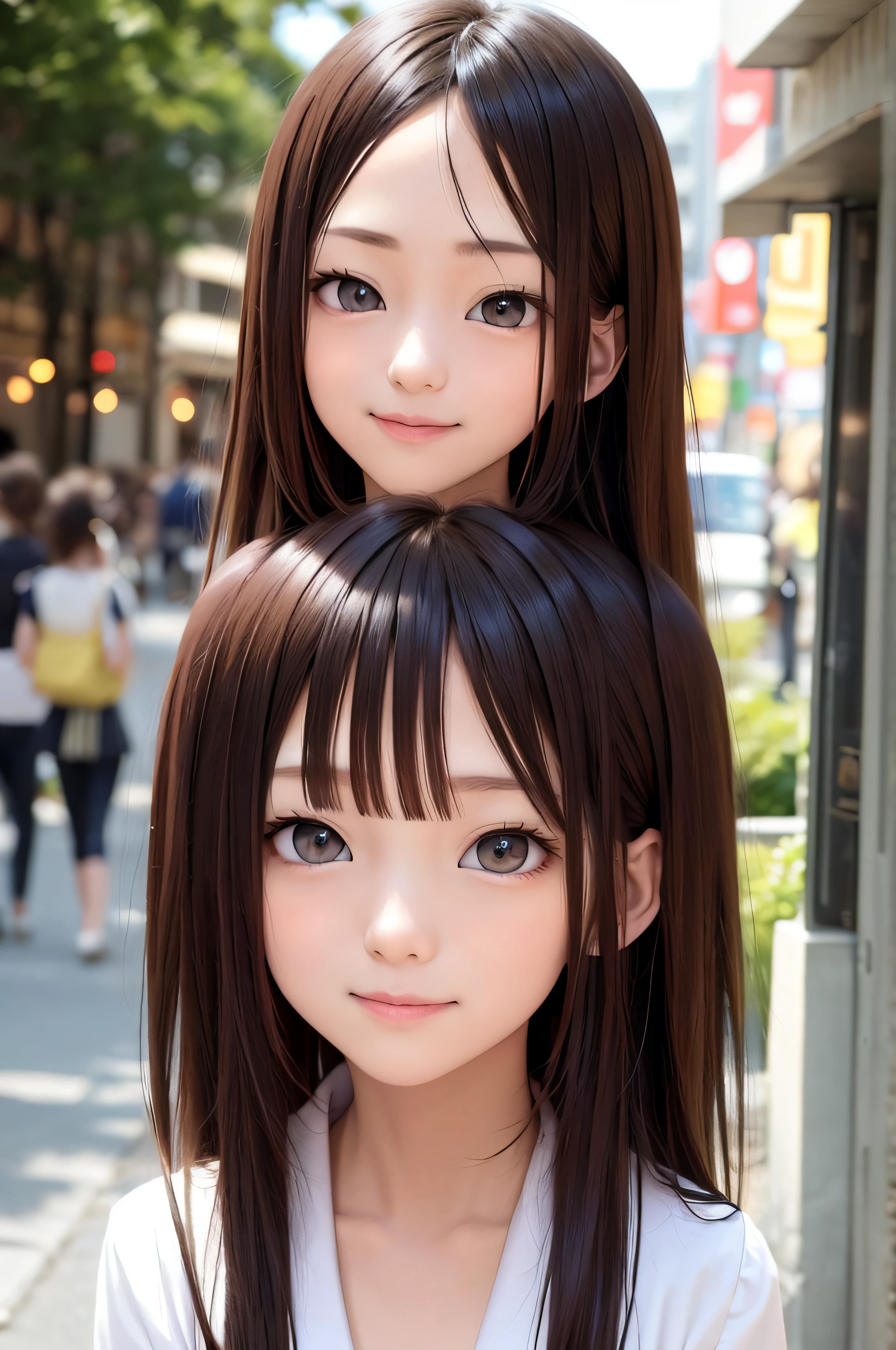 ars、brown haired、beautidful eyes、real looking skin、hi-school girl、a sailor suit、small tits、(8K、masterpiece)、(reallistic、Photorealsitic)、top-quality、ighly detailed、The ultra-detailliert、Beautie、cute little、japanes、Idol、a smile、Close-up portrait、Healthy face