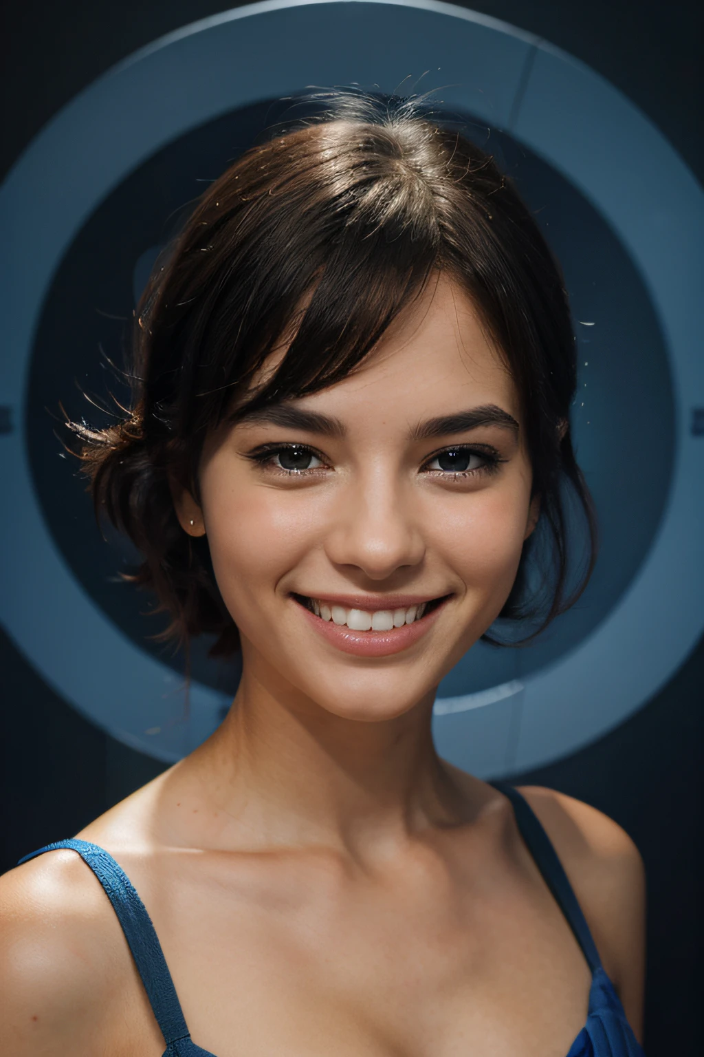 smiling face , blue back ground