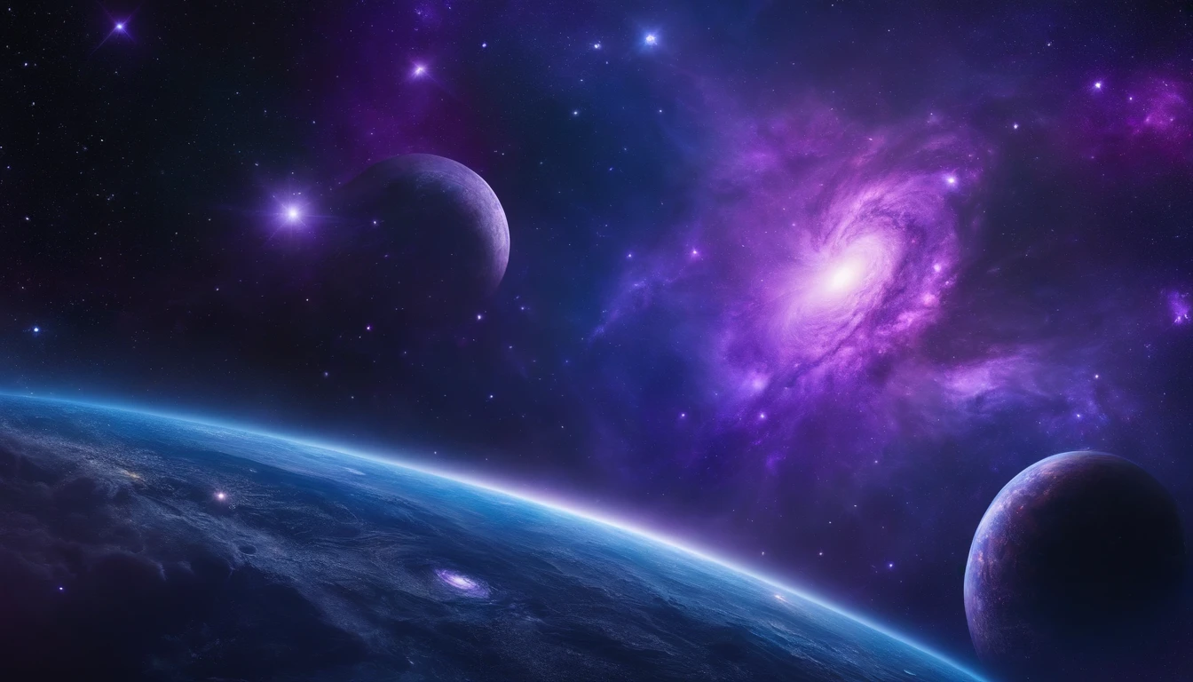 purple and blue galaxy, masterpiece, ultra realistic, hyper detailed, 4k, spacecore,