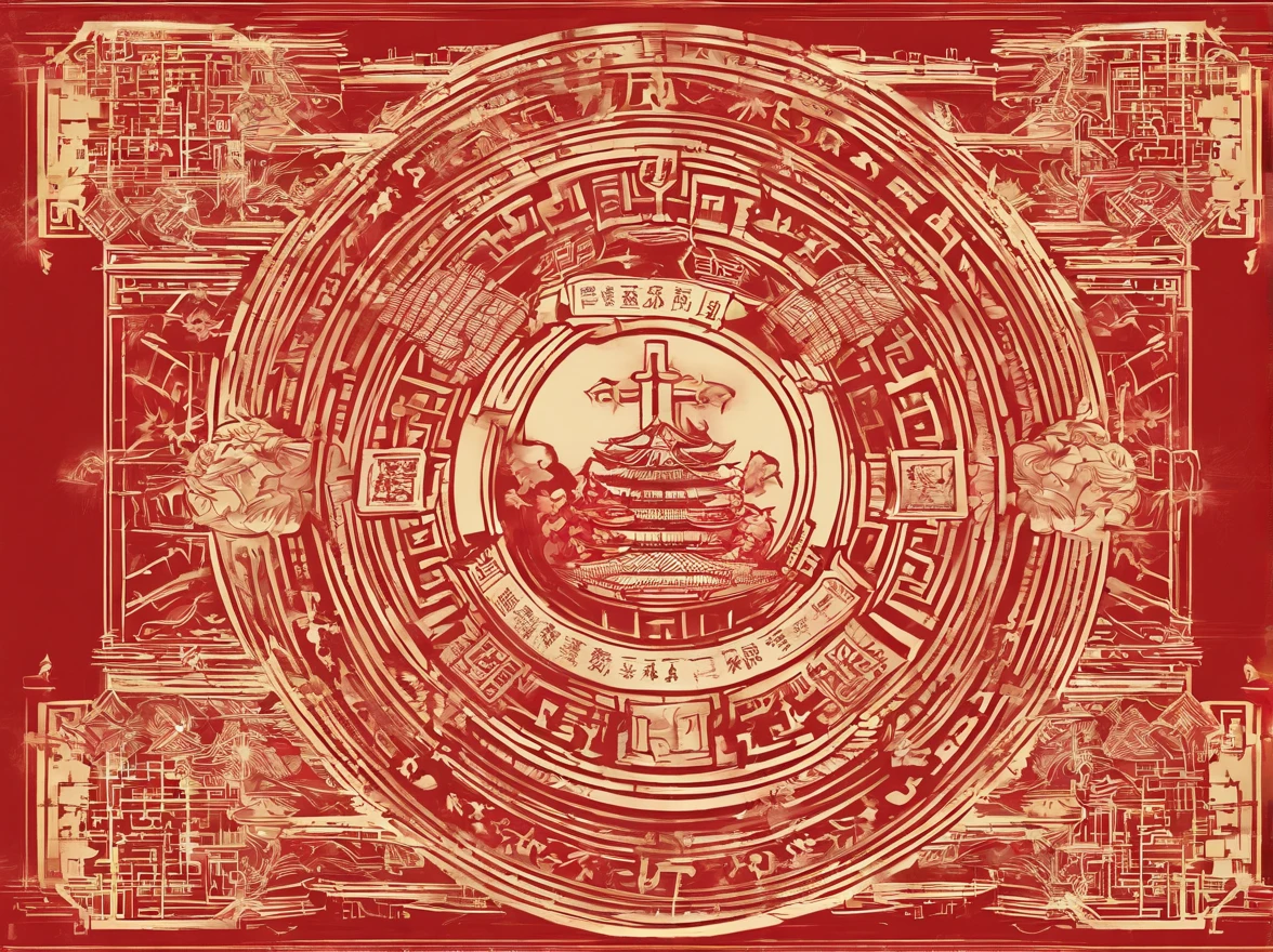 Chinese regimental emblem,Take the Chinese five-star red flag as a reference,Chinese pentagram,The color must be predominantly red,Only red color can appear,white colors,Light yellow。