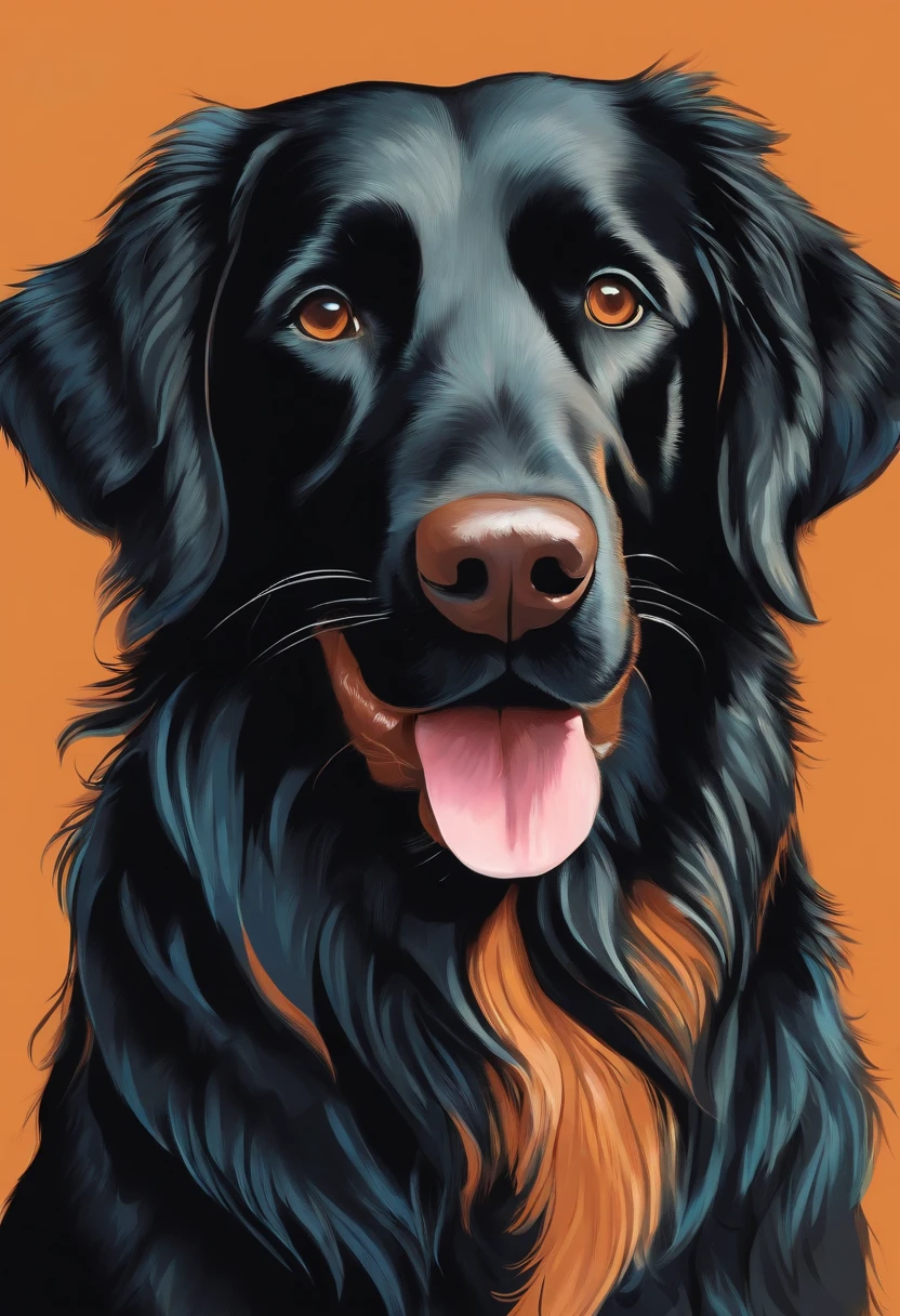 Make a brightly colored Pixar drawing of a flat-haired retriever dog halloween style