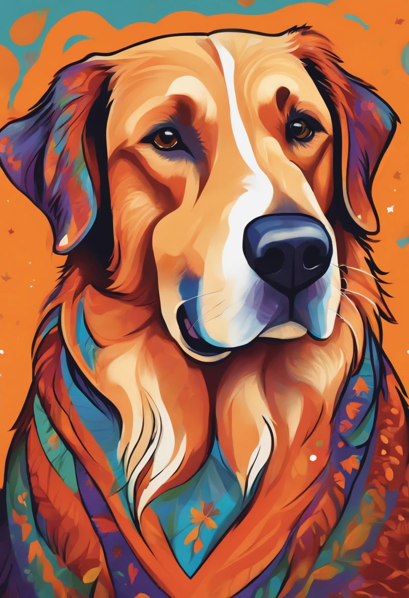 Make a brightly colored Pixar drawing of a flat-haired retriever dog halloween style
