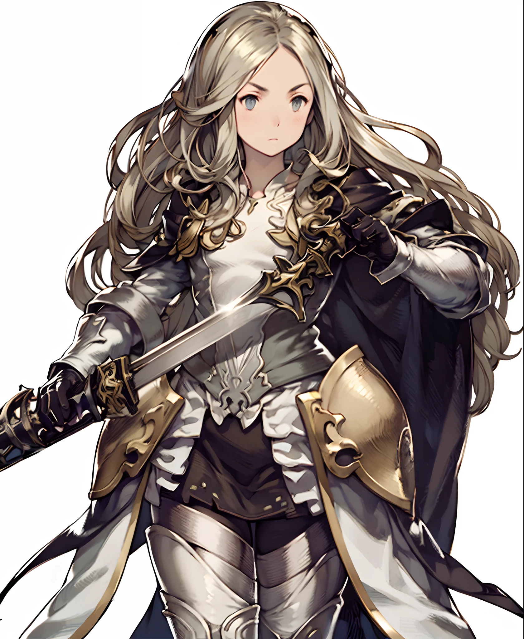 yoshida akihiko, 1girl, bravely default: flying fairy, bravely default \(series\), Nier, final fantasy, grey eyes, sword
