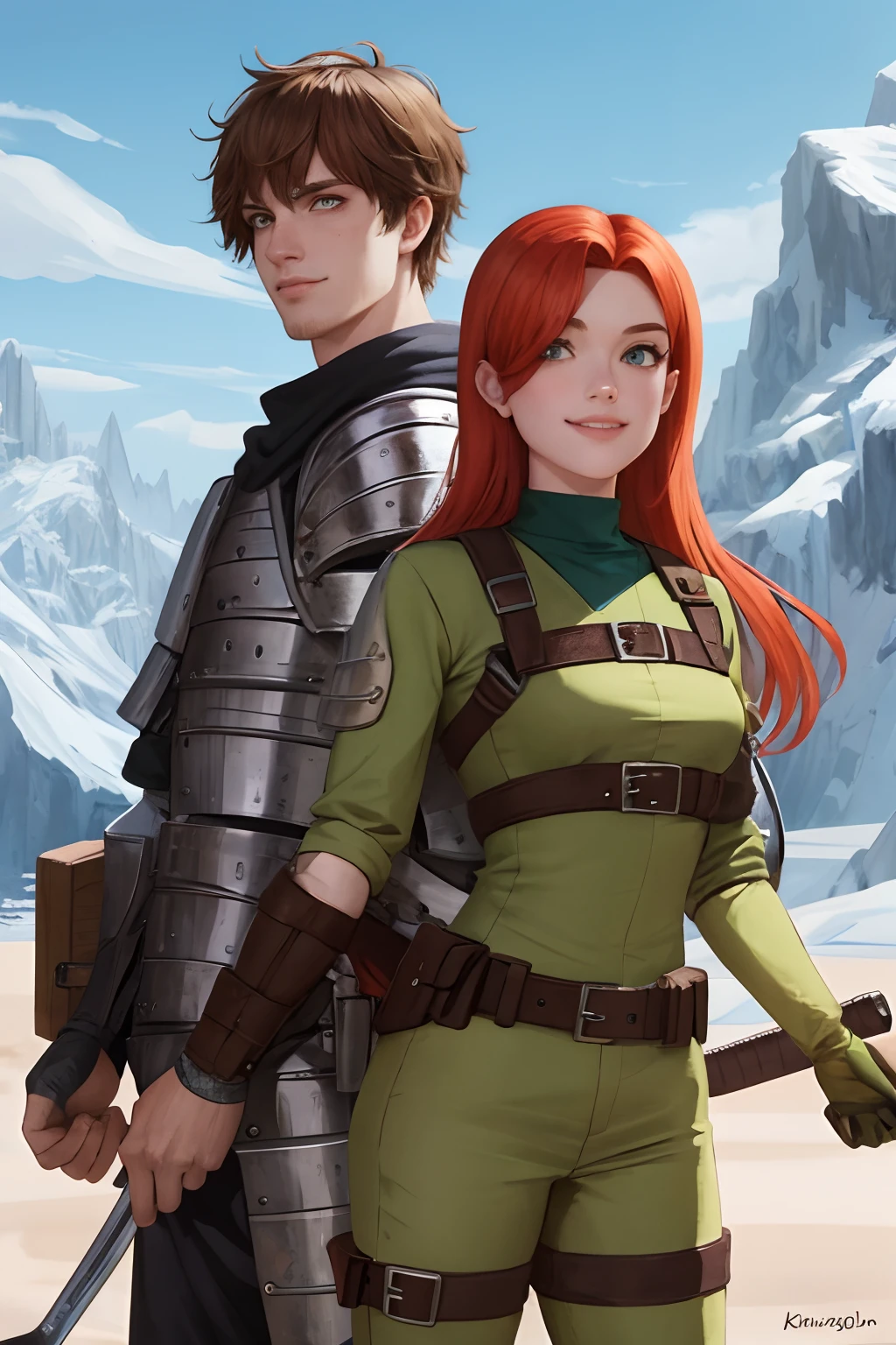 Ron Stoppable and Kim Possible in medieval Armor adventuring in the forgotten realms