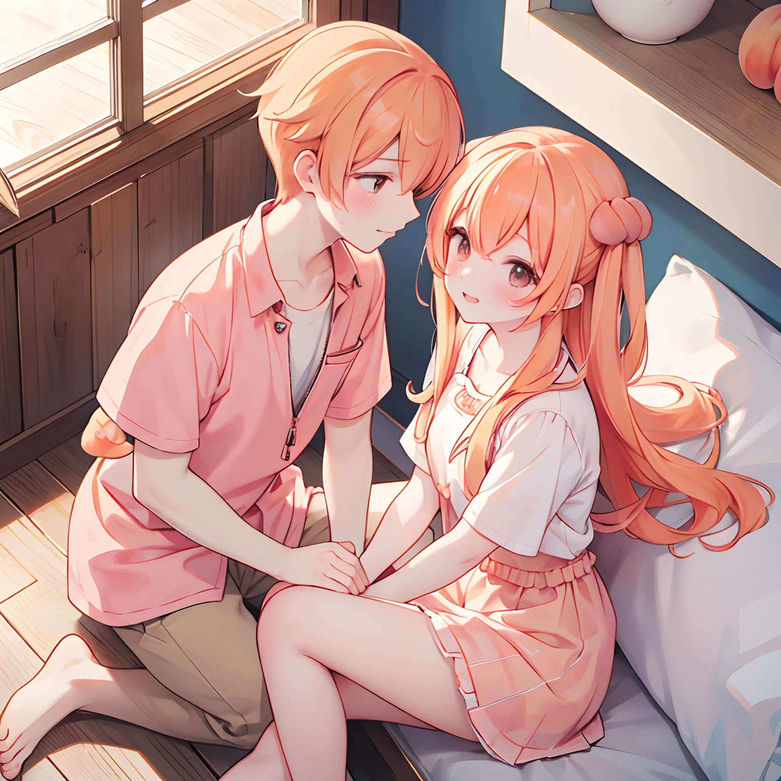 NSWF (couple Peach) (Boy with Peach hair) Touch (girl  With peach  hair) (Best Quality)