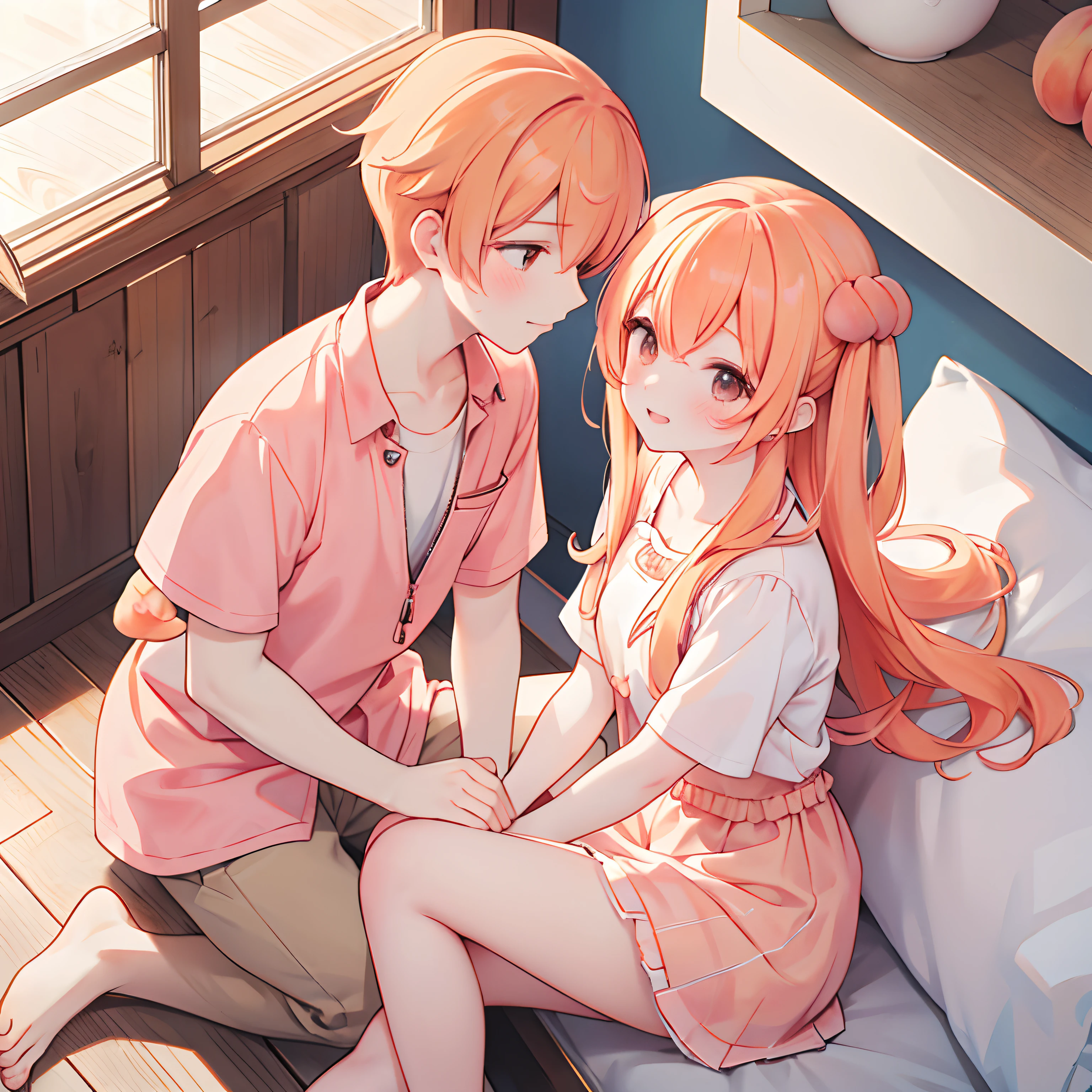 NSWF (couple Peach) (Boy with Peach hair) Touch (girl  With peach  hair) (Best Quality)