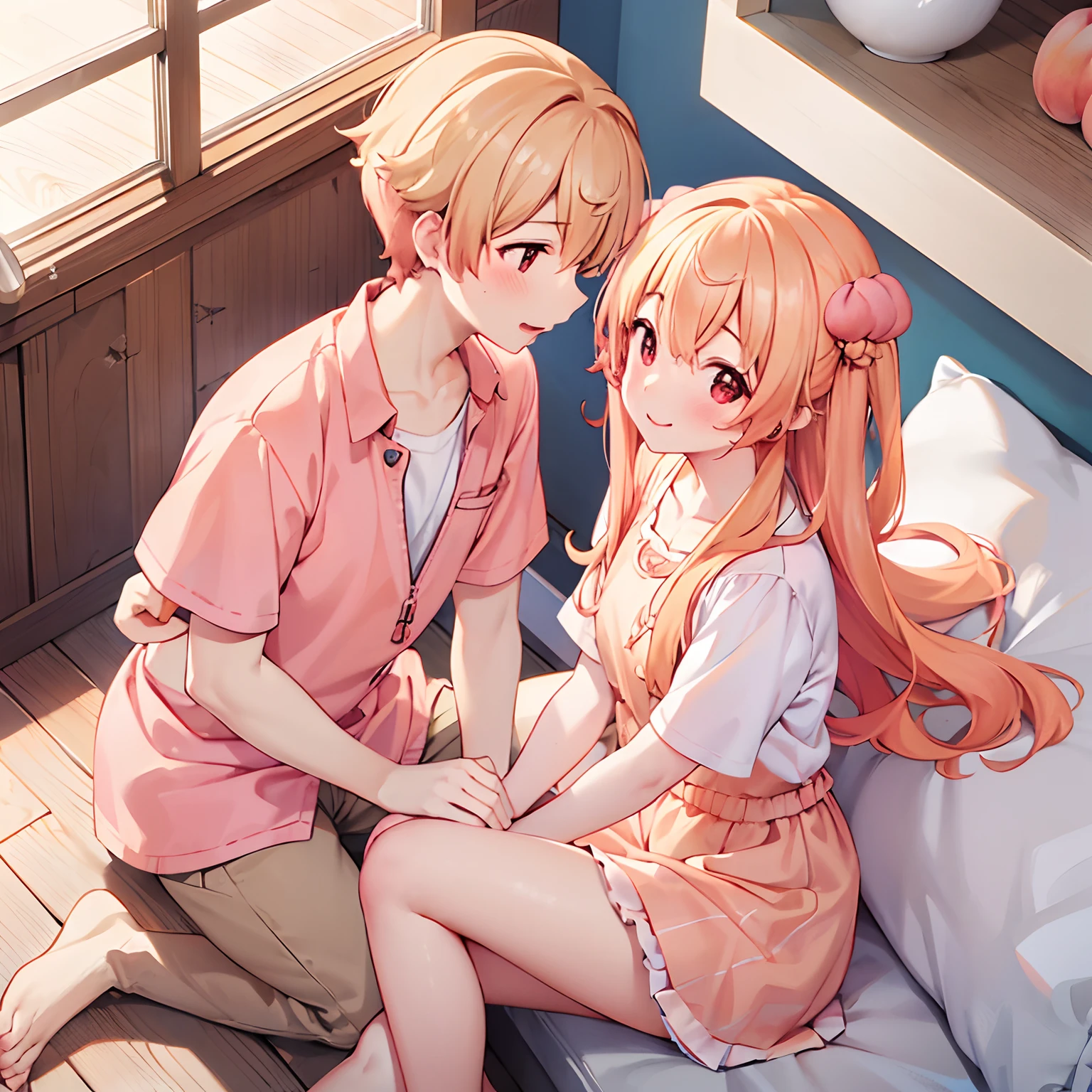 NSWF (couple Peach) (Boy with Peach hair) Touch (girl  With peach  hair) (Best Quality)