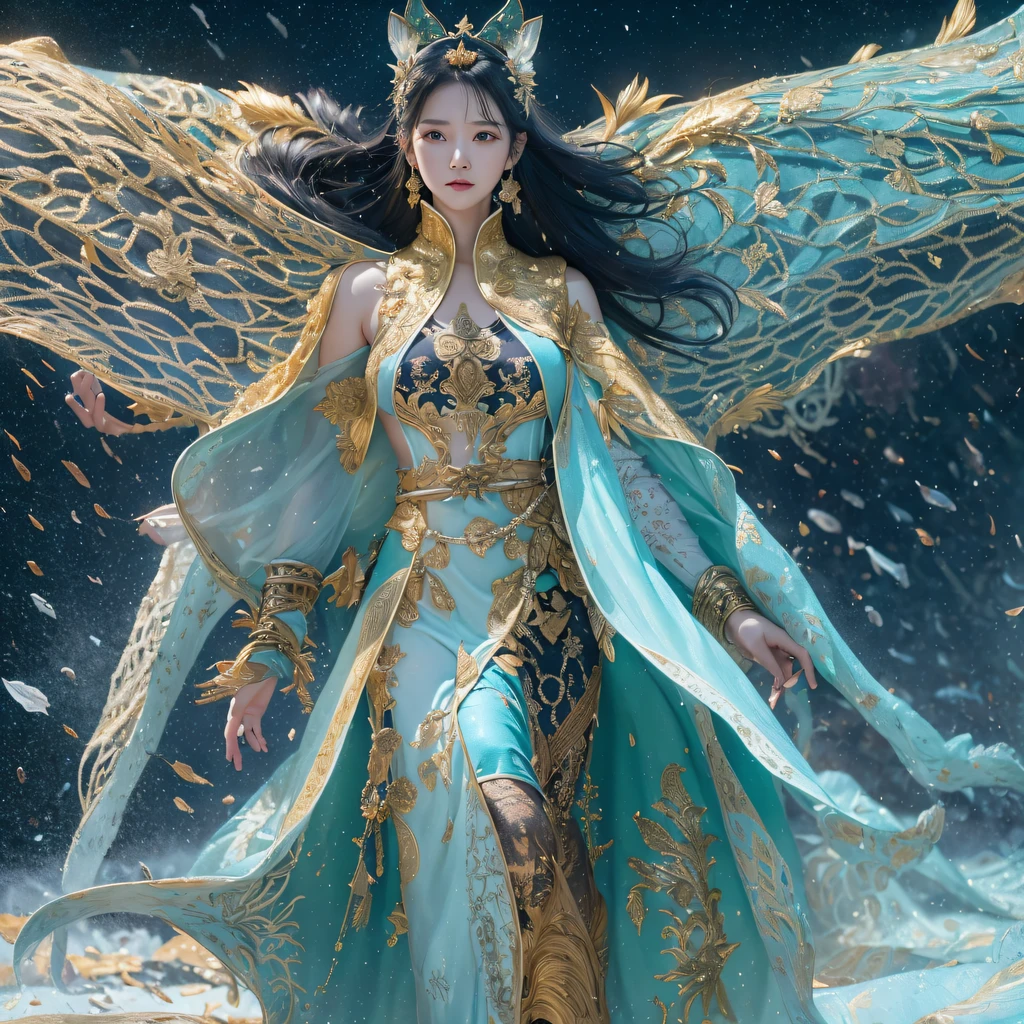 cinematic cgsociety,Fly the Nine-Tails Light Blue Sky Division Flame Bear Star,Black hair,Torch Night Black, Gold, Orange, Brocade, Silk Snake Print Silk Trousers,Rouge diamond tulle sheer lizard-patterned leggings,Fat woman flying in the snow of space,Front view,Pure transparency,Wear boxing gloves,Wear thick-rimmed reflective sunglasses with gold threads,Panorama ultra-wide angle,extremely happy,The texture of the real person is delicate,Strong visual impact,Hyper-detailing,Dream girl,Refined face,prettyeyes,Hair strands float in the air, Cherry model,Zhou Xiaotong,crystal-clear,Good sense of perspective,Light and shadow effects,16K smooth,Surface reflected light,,Tropical canyon battle scene、Chinese big breasts、Quaint、three kingdom、ember、100 people、Telephoto vista(CG)、Intense CG battles、high detal、masuter piece、NSFW,Multi-layered long-sleeved gauze garment,Quick-dry vest,Linen sweater,Crocodile skin cape,golden shoulder pads, Silver hammer pattern cape, Burgundy body hair,Water vapor female spy,Shower buttocks green fruit milk jelly flat chest,Pine silk fish net knee brace space dance,Hexagonal prism,Put on a pineapple knife sprinkled with gold,extremely happy,Winter rain on the border(Tropical canyon battle scene)((Scenes))(Extremely detailed Cg Unity 8K wallpaper,Masterpiece, Best quality, Ultra-detailed)He played Huang Yaoshi in the movie,Flowing black hair