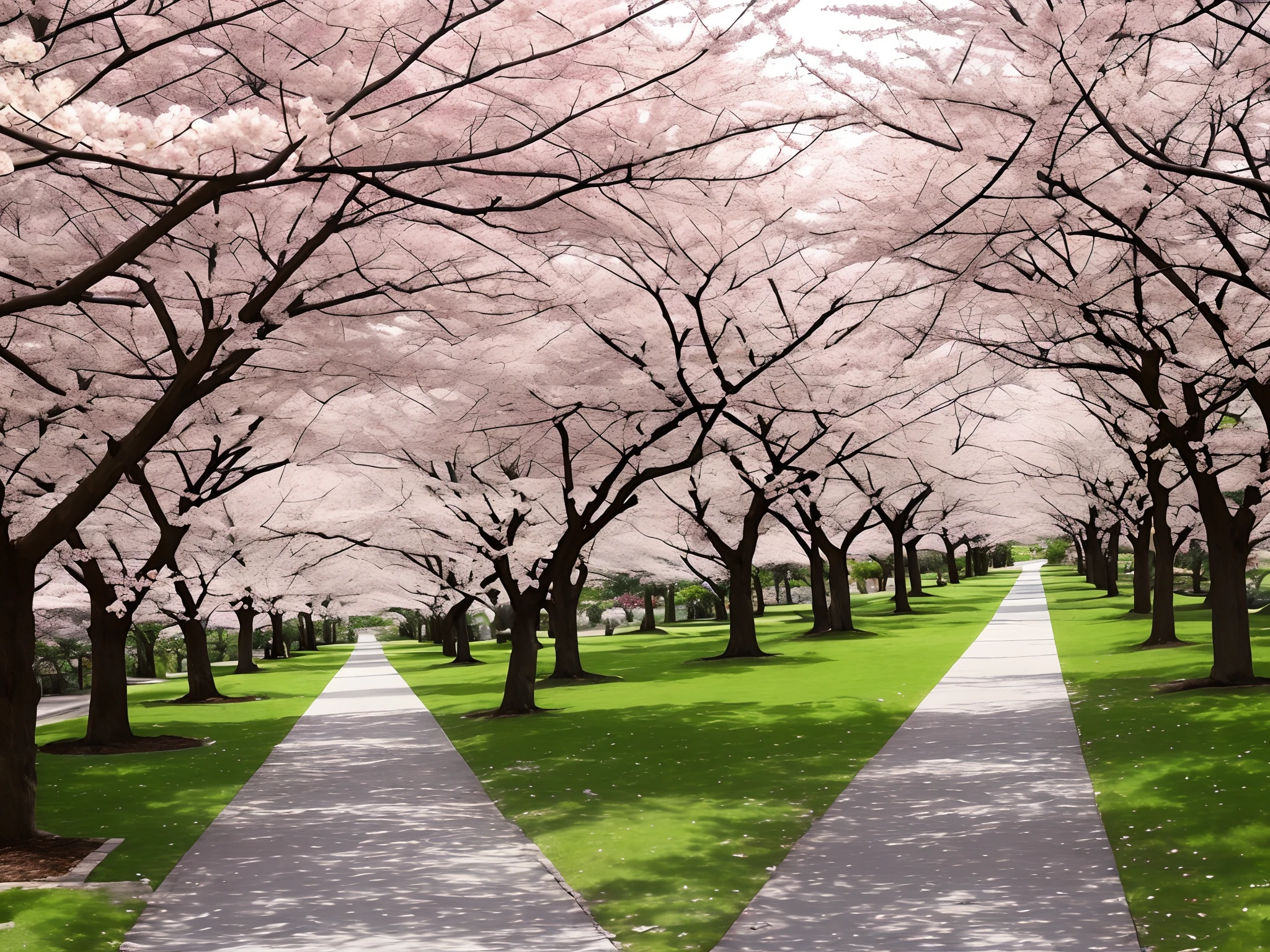 Spring with cherry blossoms scattered
