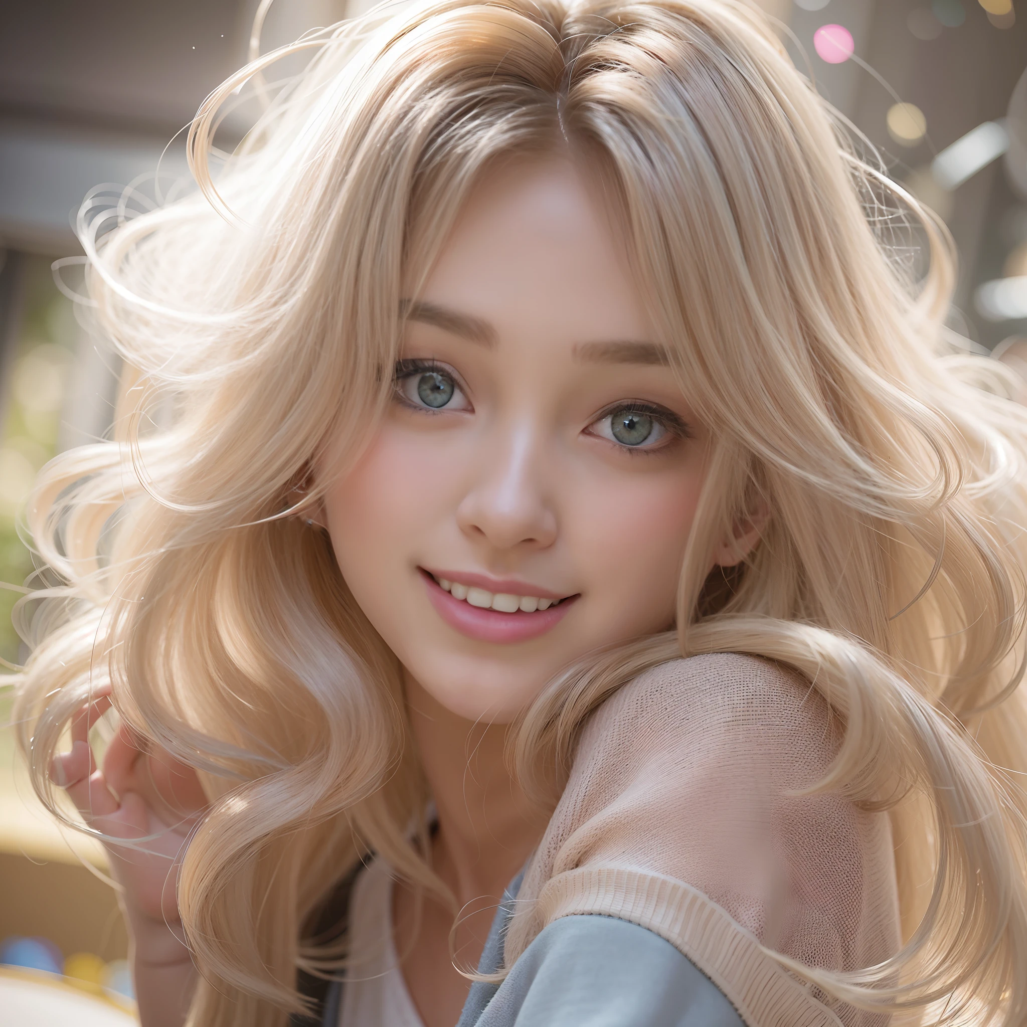 blond haired girl with blue eyes and long hair posing for a picture, wear a headphone,kawaii realistic portrait, realistic anime 3 d style, photorealistic anime girl render, 8k artgerm bokeh, photorealistic anime, smooth anime cg art, 3 d anime realistic, artwork in the style of guweiz, render of april, hyper realistic anime, soft portrait shot 8 k