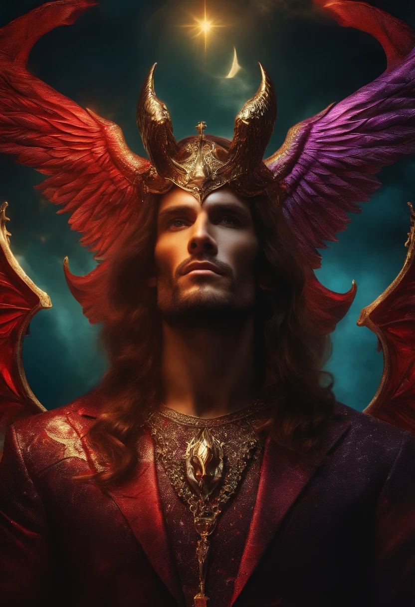 Fusion between the devil Lucifer and Jesus Christ in a suit