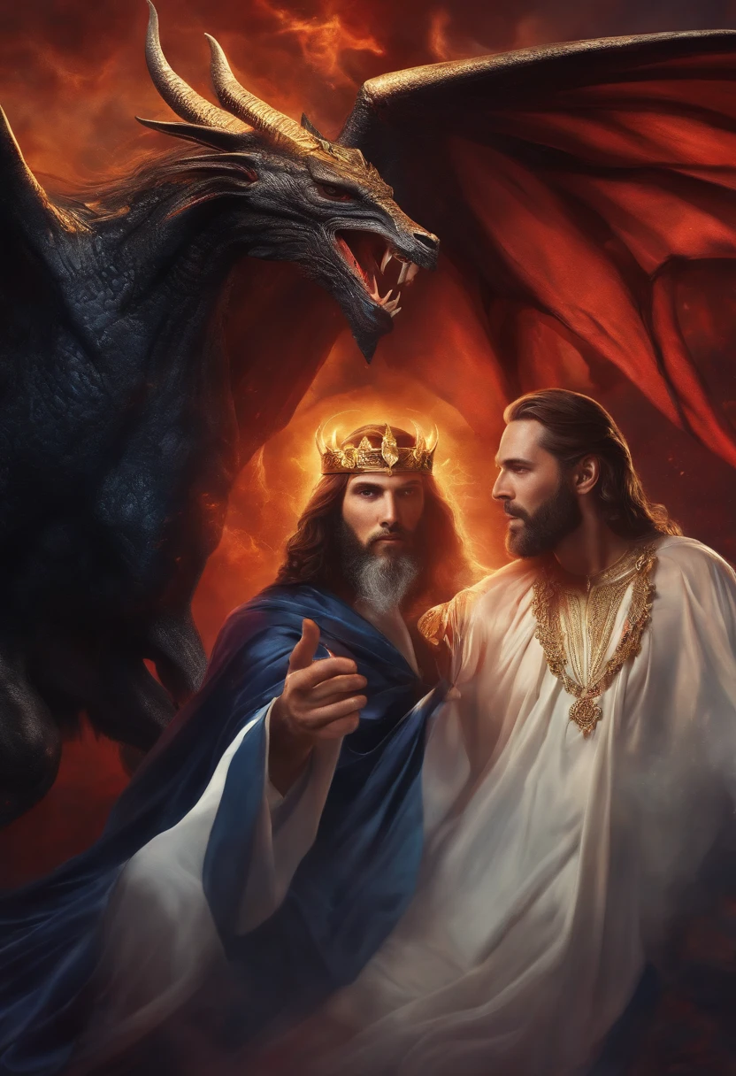 Fusion between the devil Lucifer and Jesus Christ in a suit