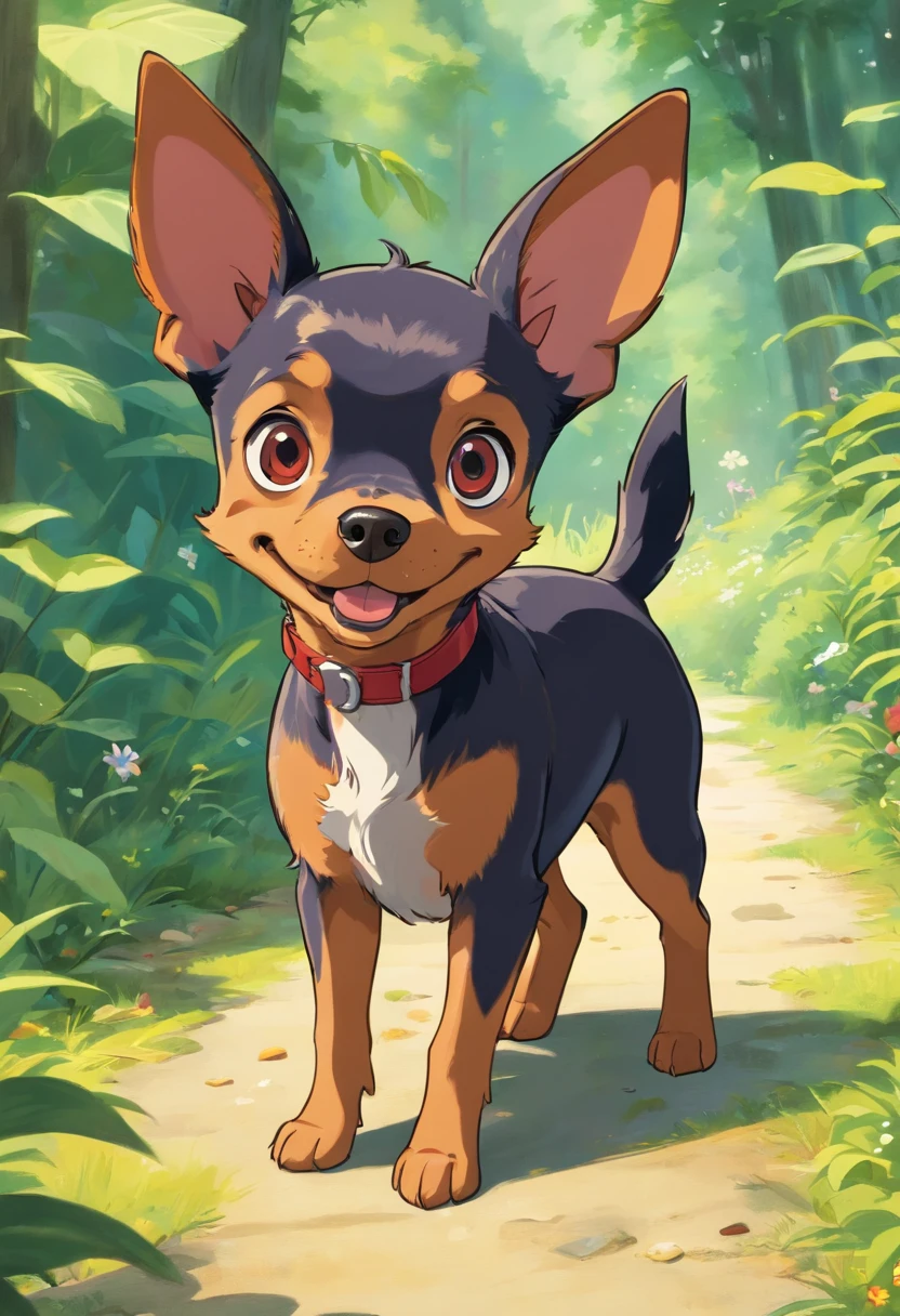 Unique, Cartoonish playful cute dog yorkshire-pinscher mix