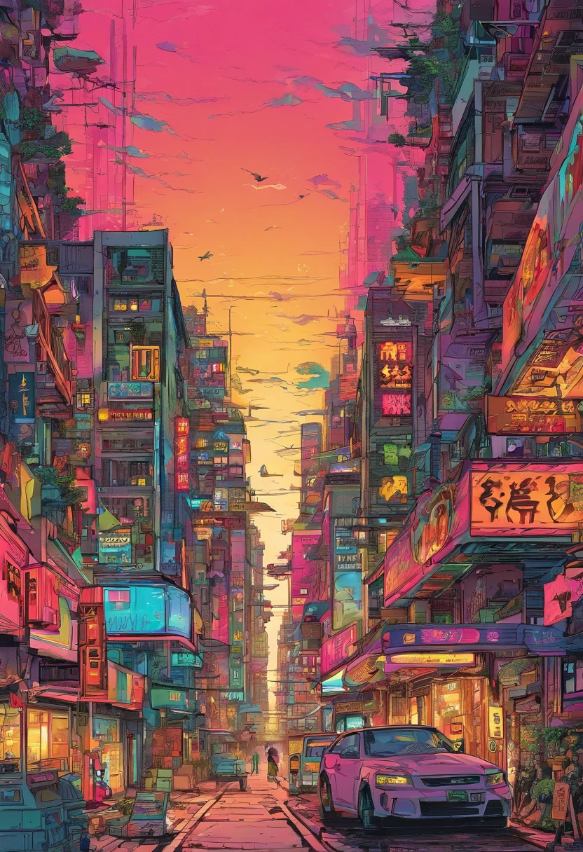 neons、brilliance、futuristic cities、natta、Ruins、highrise buildings、