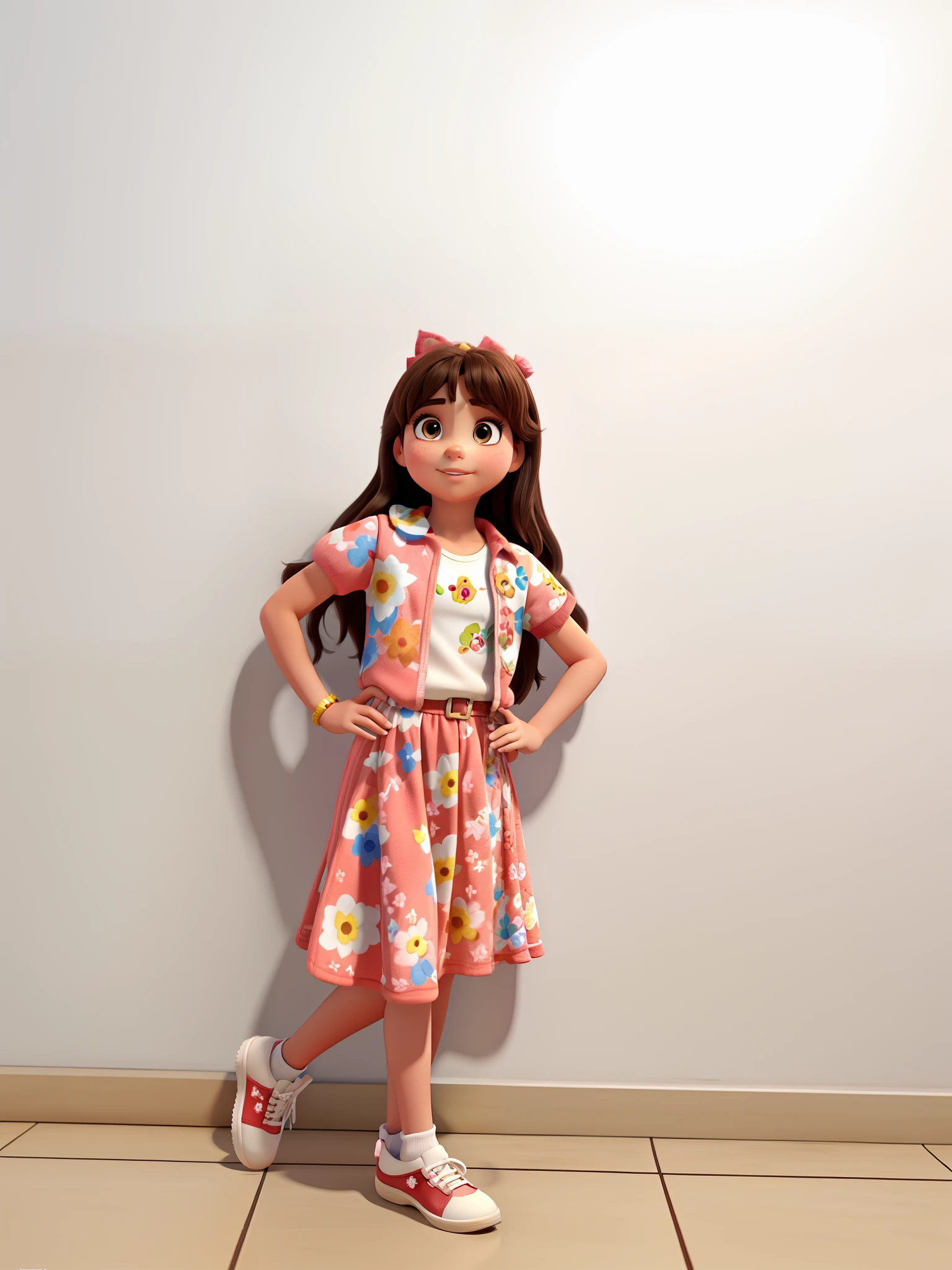 child girl brunette, estilo Disney pixar, melhor qualidade