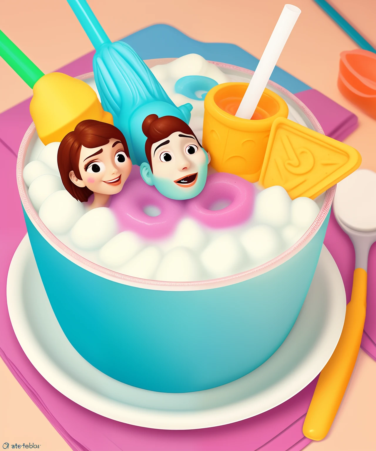 Disney pixar com tema sorveteria escrito tatu's