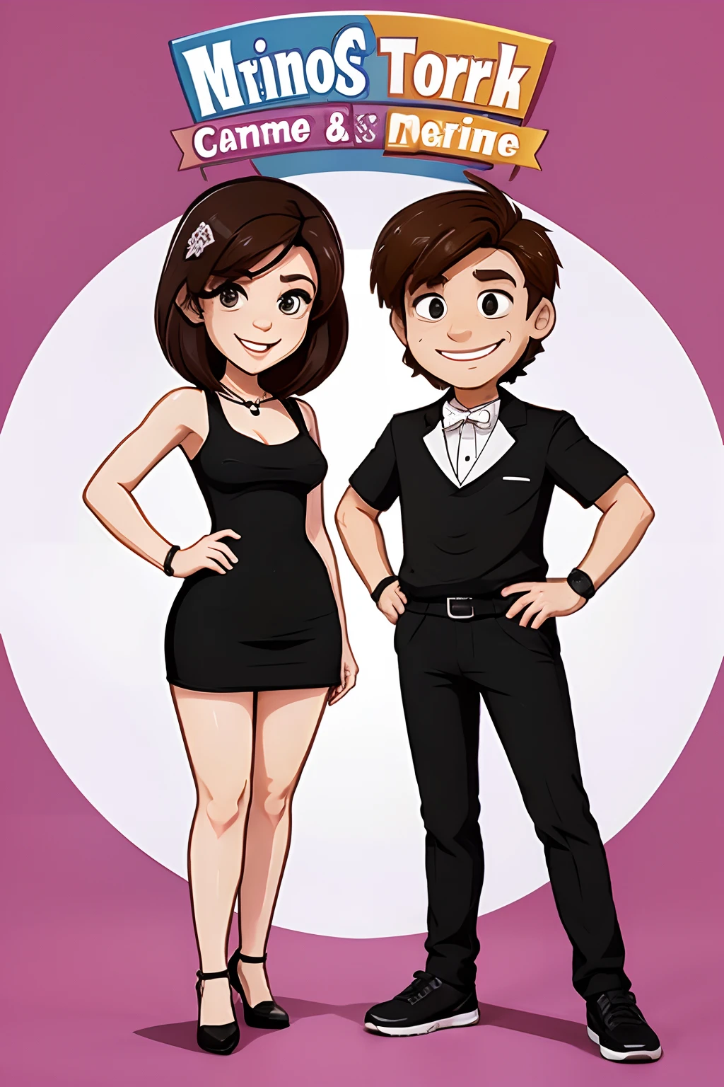 Please design a cartoon logo for me,The theme is a mini-game for couples