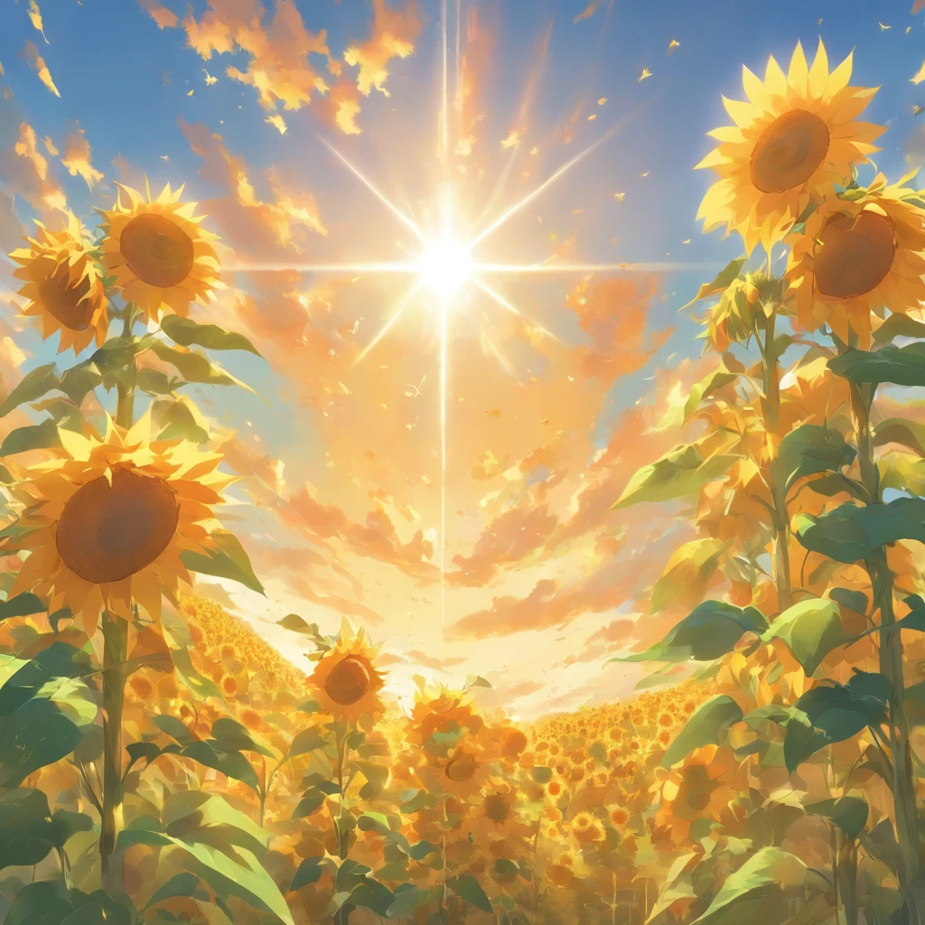 best quality,4k,8k,highres,masterpiece:1.2,ultra-detailed,realistic,photorealistic:1.37,sunflower fields from above,floating,perspective,grand view,aerial view,golden sunlight,vibrant colors,dense plantation,majestic landscape,sunflowers touching the sky,endless fields of sunflowers,tall and sturdy stalks,large and bright yellow petals,bursting with life,natural beauty,nature's masterpiece,harmony and serenity,agricultural beauty,farmland scenery,far-reaching horizon,peaceful countryside,summer vibes,optimistic and joyful,happiness and warmth,nature's abundance,captivating pattern,symmetrical arrangement,floral wonderland,unlimited beauty,overwhelming sight,breathtaking scenery,airy and light-filled,full of positive energy,lush greenery,clear blue sky