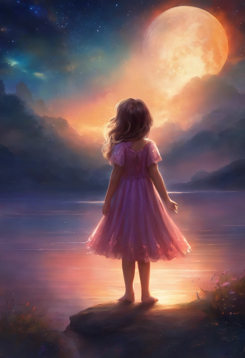 girl reaching out towards the night sky