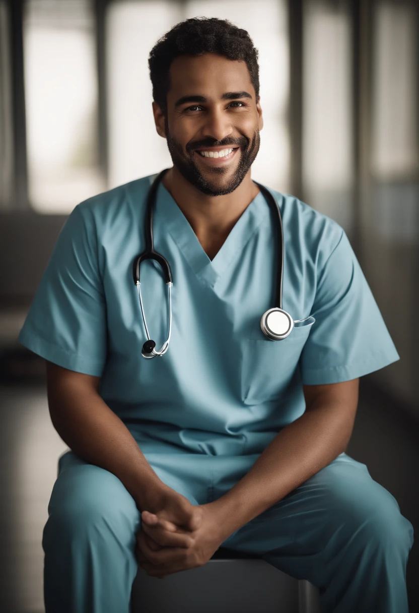 “An image of a doctor or nurse smiling while interacting with patients.